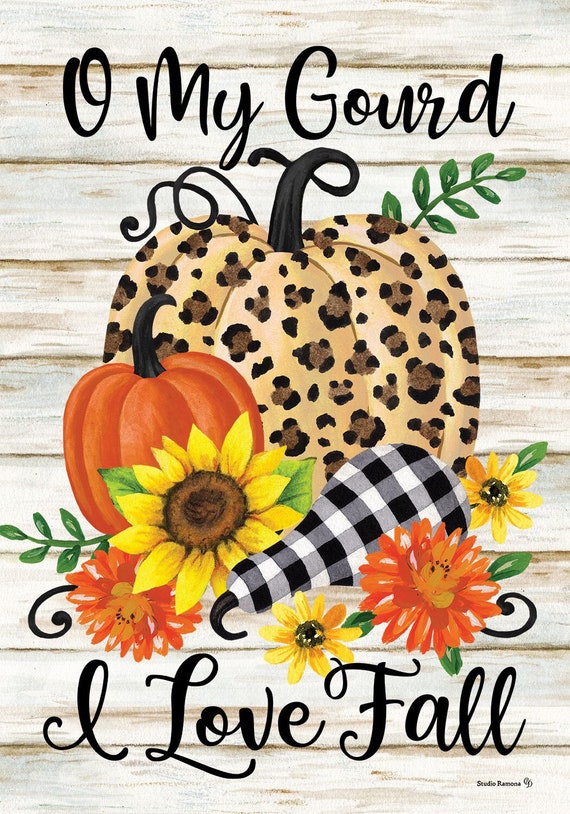 I Love Fall Flag, Fall Garden Flag,Cheetah Print Flag, Fall Flag, Double Sided Flag