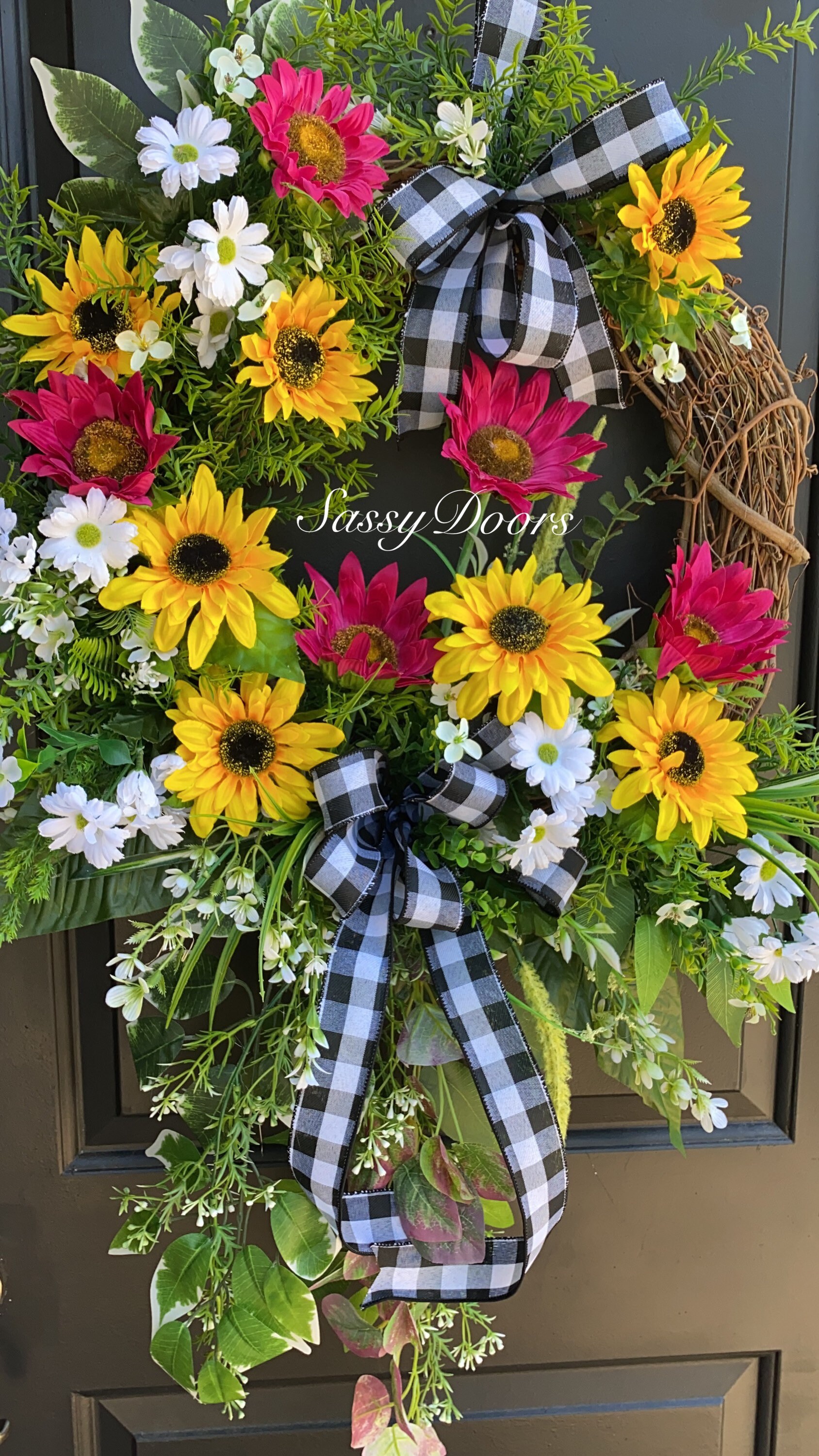 Spring And Summer Wreath, Welcome Wreath, Sunflowers Wreath, SassyDoors ...