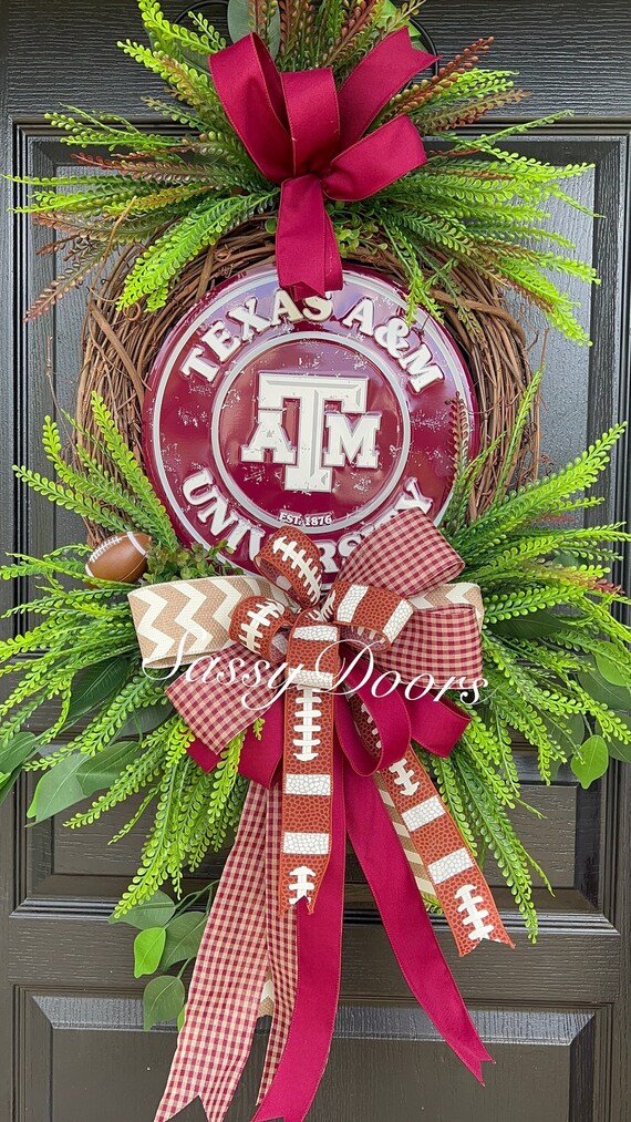 Sports Wreath, College Wreath, Texas Door Wreath, Texas State University, Texas Alumni Wreath Gift,