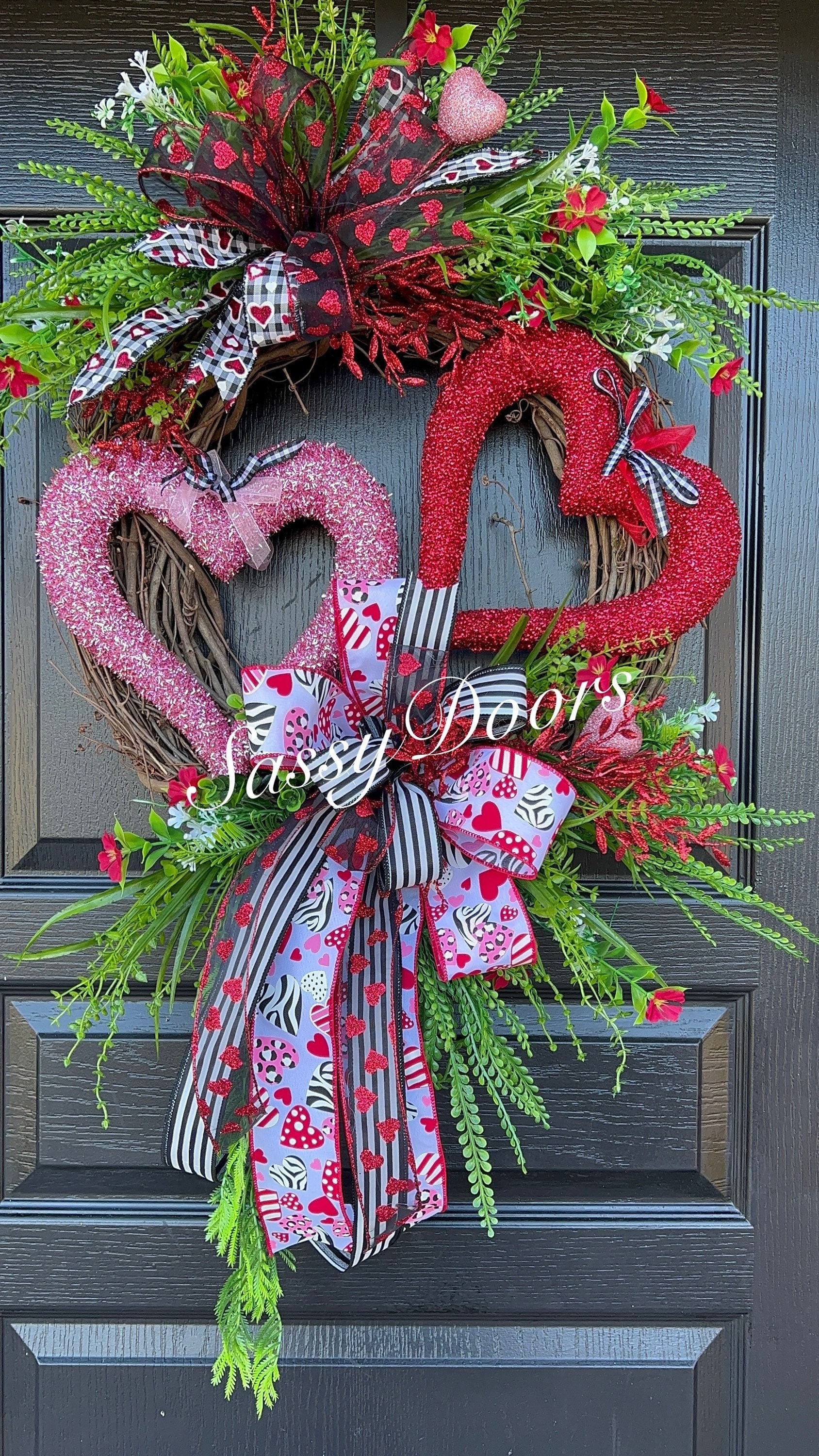 Valentines Wreath,Double Hearts Valentines Day Door Wreath