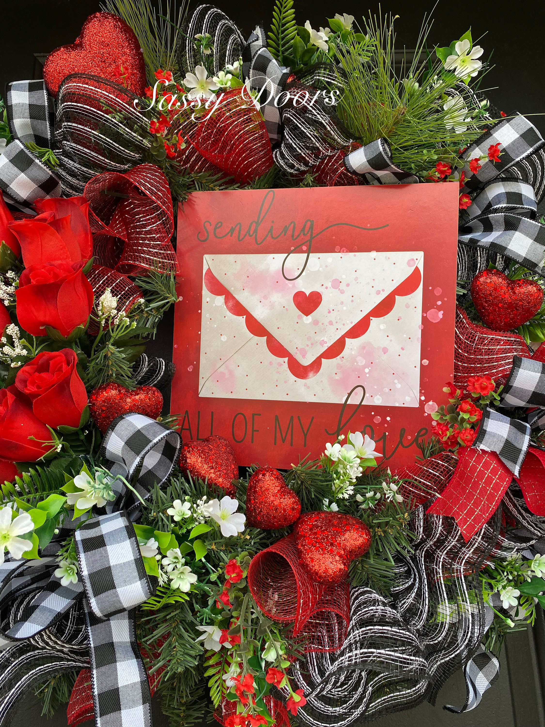 Valentines Wreath, Valentine Door Wreath, Red Heart Wreath, Wreath With