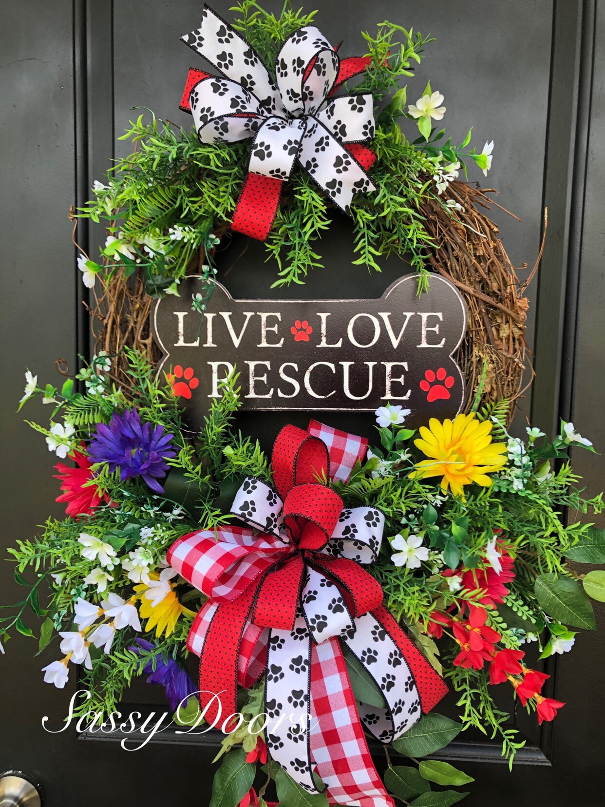Everyday Wreath, Dog Rescue Wreath, Paw Print Wreath, Animal Lovers