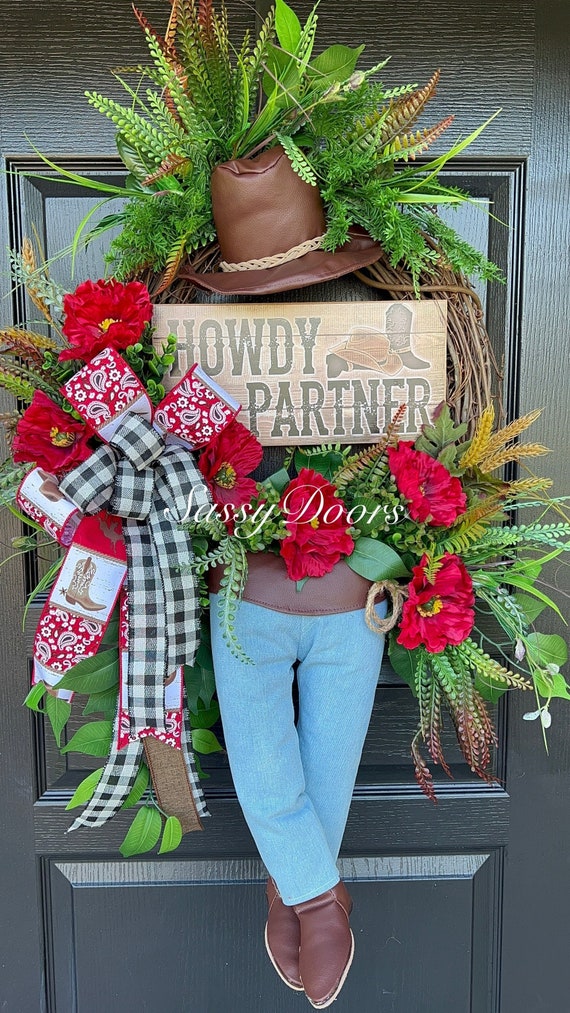 Cowboy Wreath - Western Wreath, Farmhouse Wreath - Ranch Wreath,