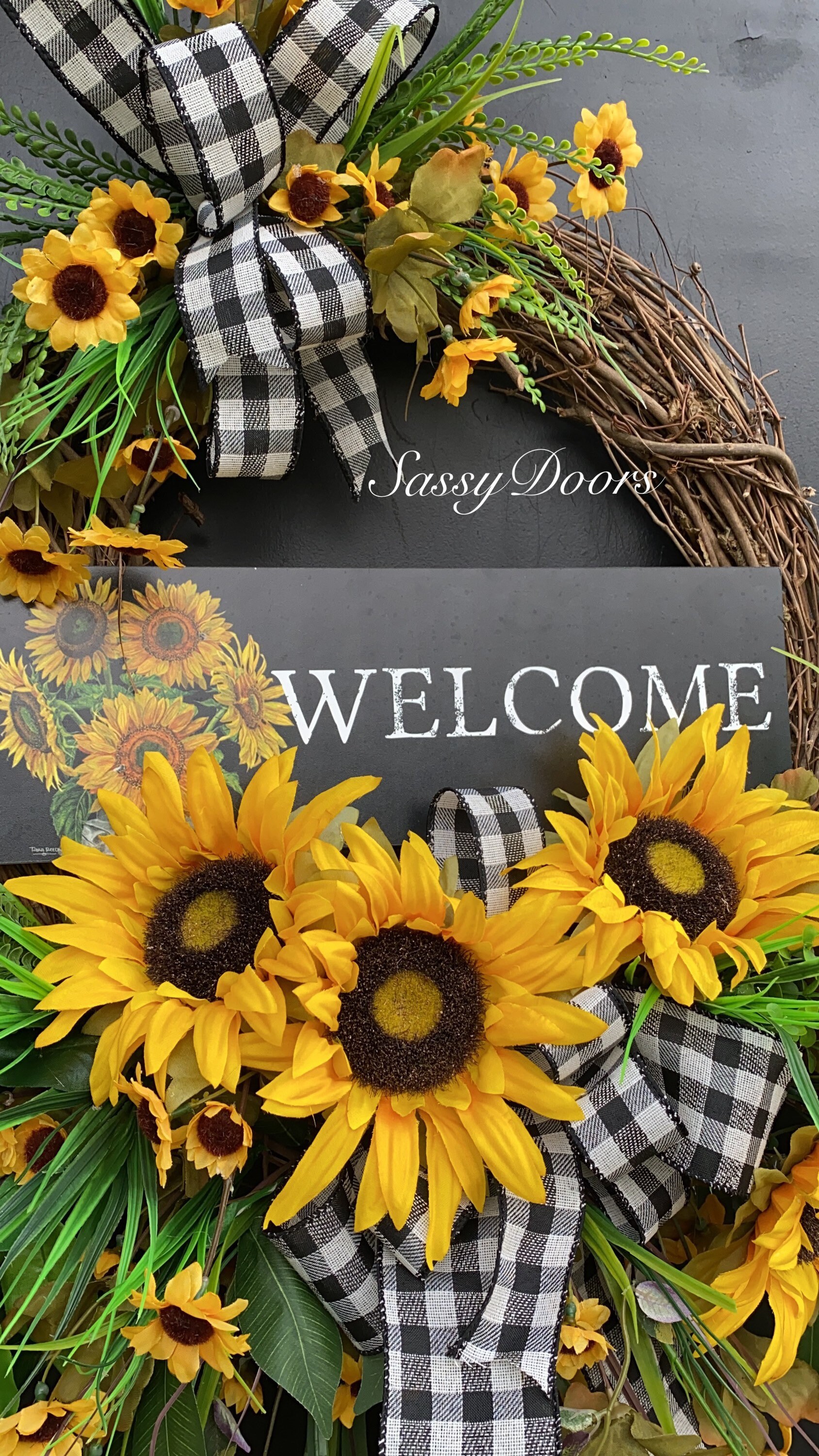 Sunflower Wreath, Housewarming Gift, Sunflowers Wreath, Sunflower Front