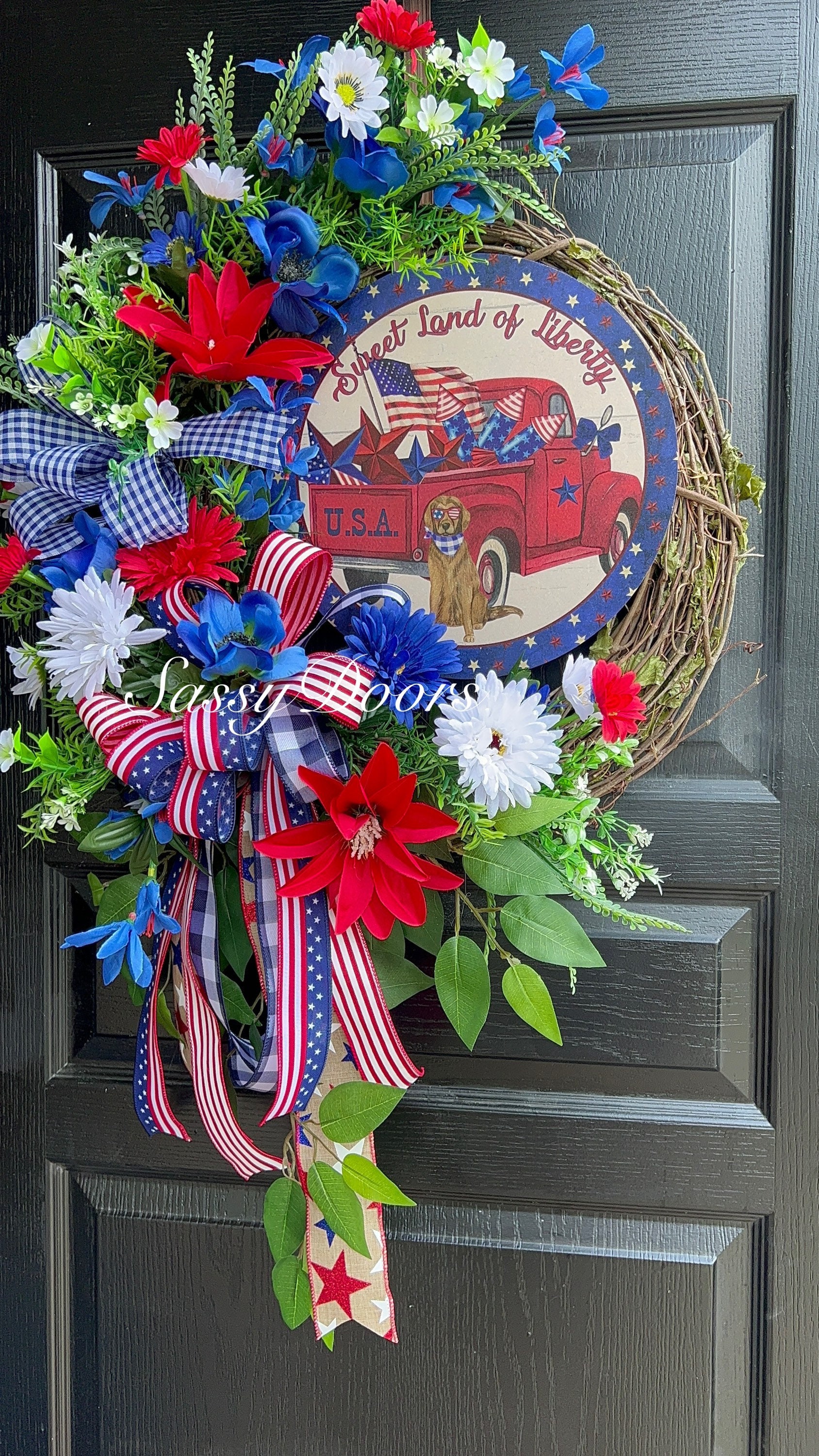 Patriotic Wreath, July4th Summer Wreath, Memorial Day Wreath, Farmhouse