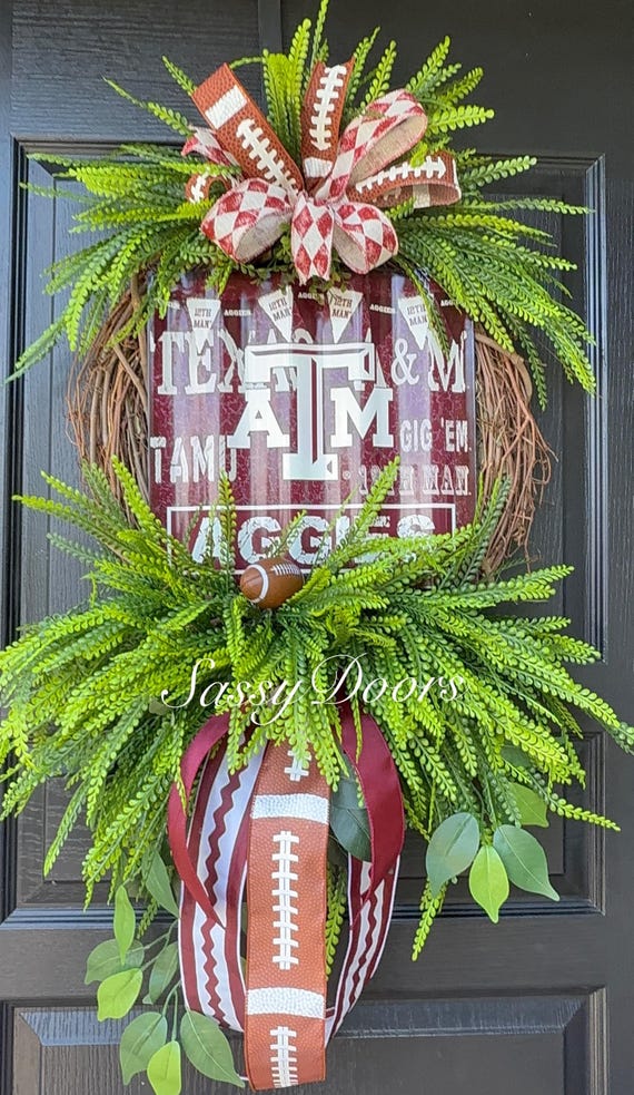 Texas A&M Football  Wreath, College Wreath, Texas Door Wreath, Texas Alumni Wreath Gift,