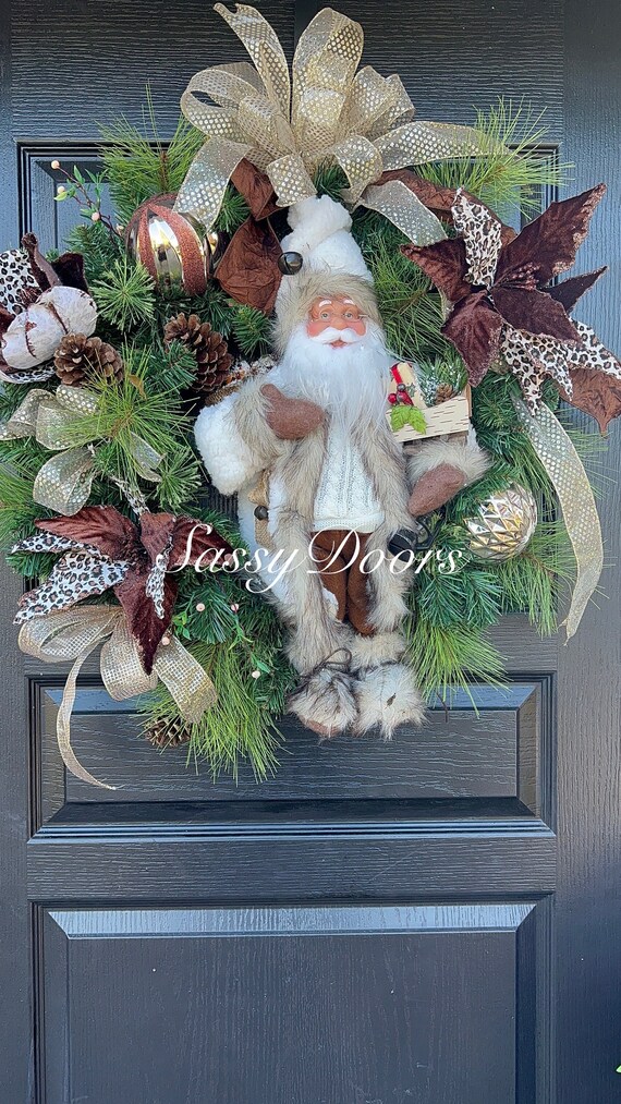 Christmas Wreath, Santa Christmas Wreath, Santa Christmas Wreath, Old World Christmas Decor, SassyDoors Wreath