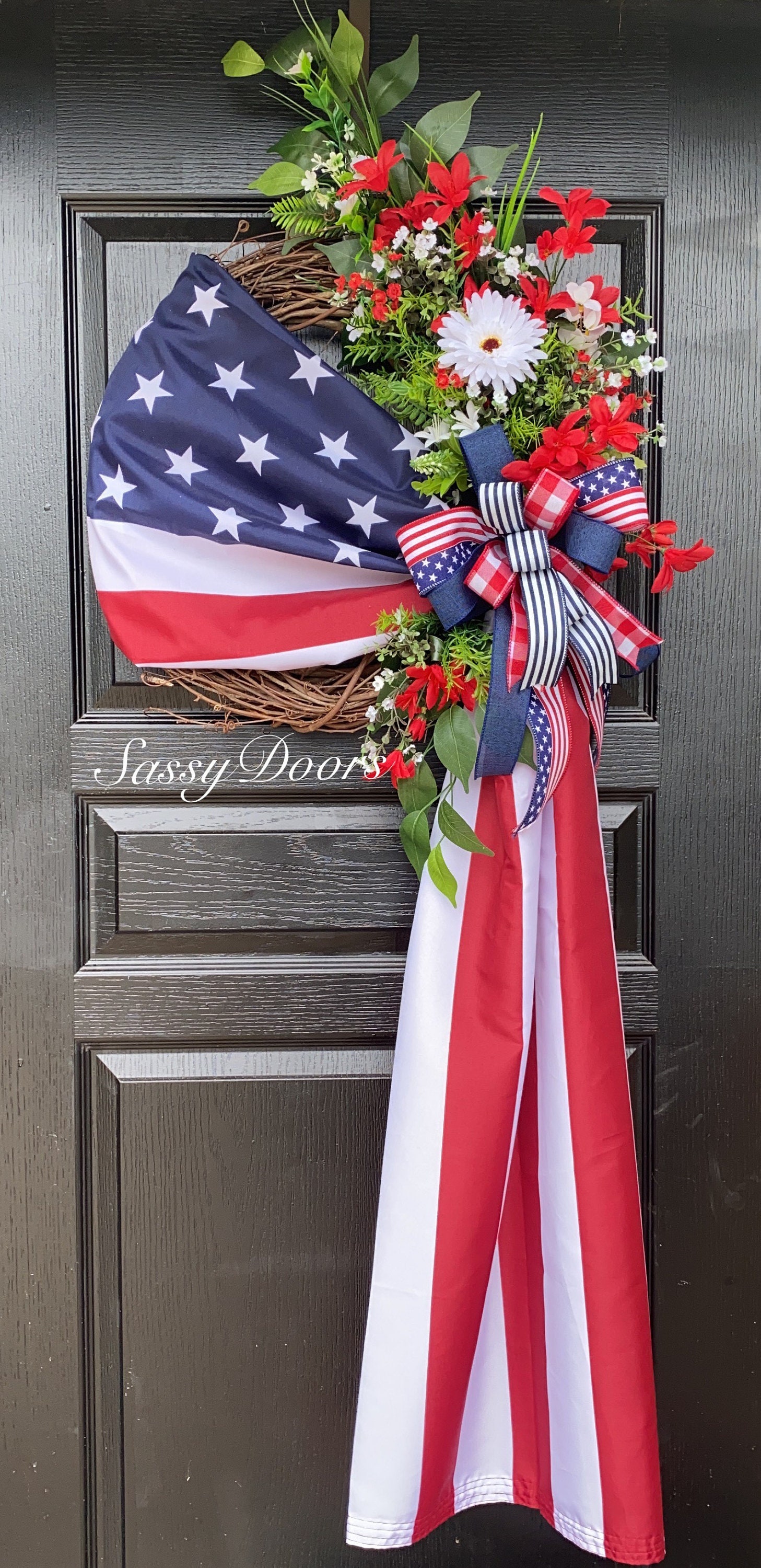 Flag Wreath, American Flag Wreath, Patriotic Wreath, Summer Wreath