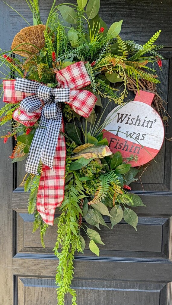 Fishing Wreath, Lake House Door Wreath, Lake House Wreath, Father’s Day Gift ,Lake Wreath ,