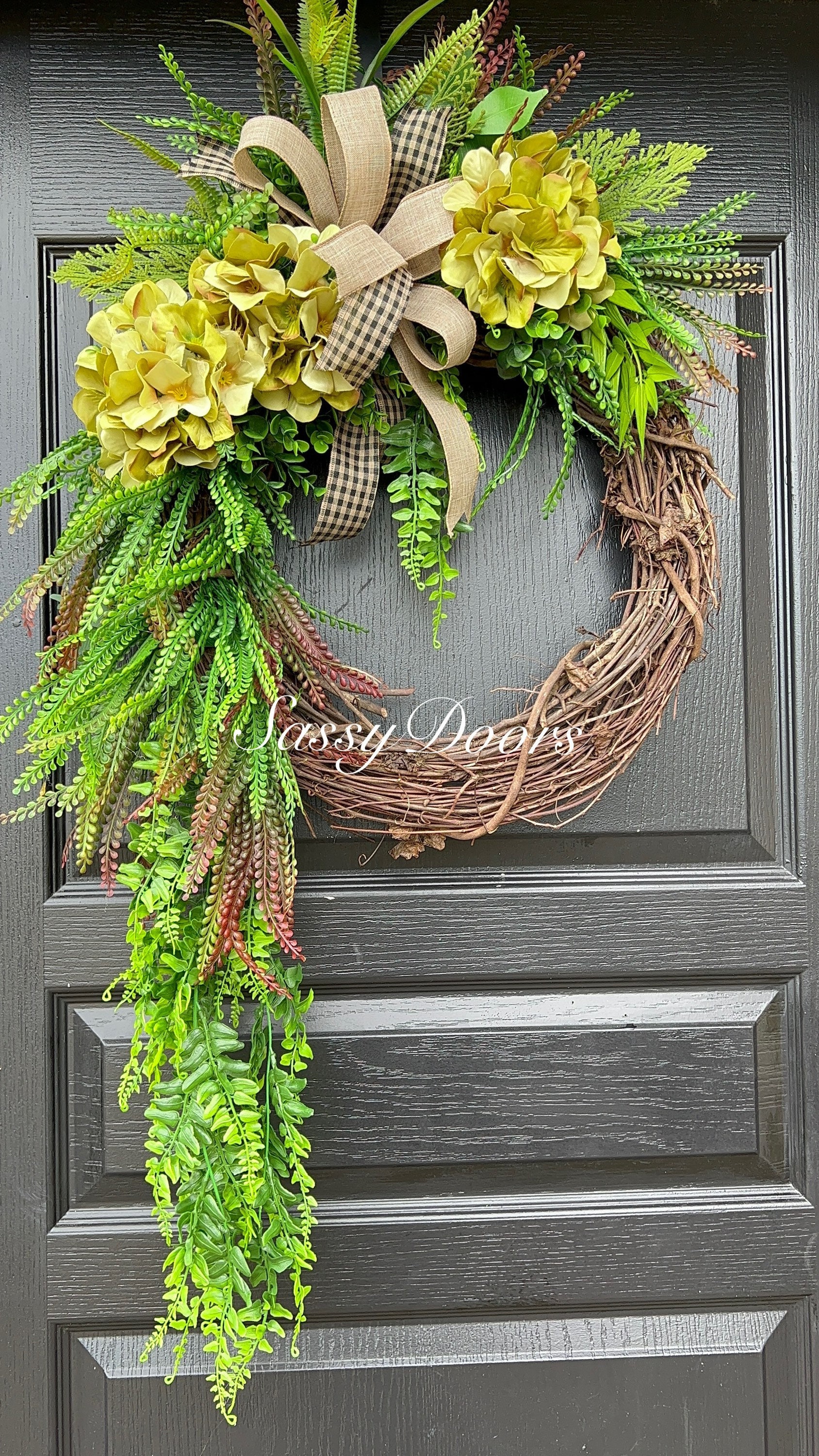 Hydrangea Wreath, Everyday Hydrangea Wreath, Green Hydrangeas Wreath ...