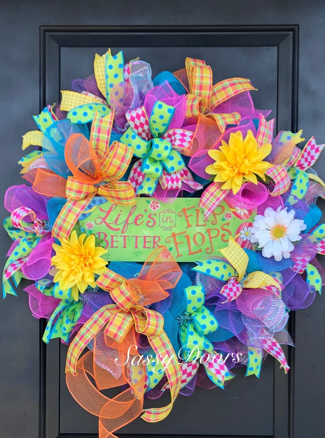 Summer Wreath Flip Flop Wreath Summer Deco Mesh Wreath