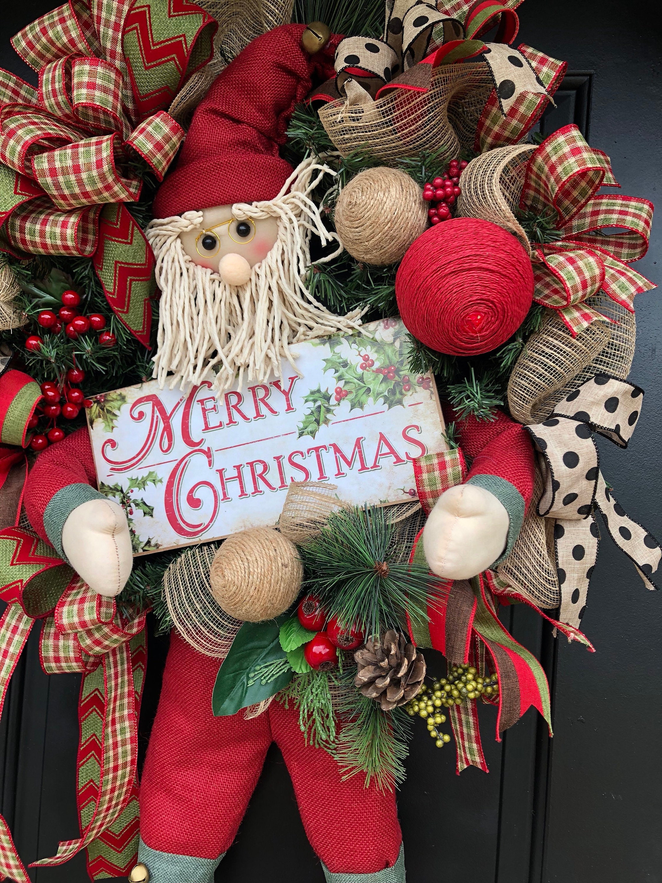 Traditional Christmas Wreath, Santa Wreath, Christmas Wreath, Christmas ...