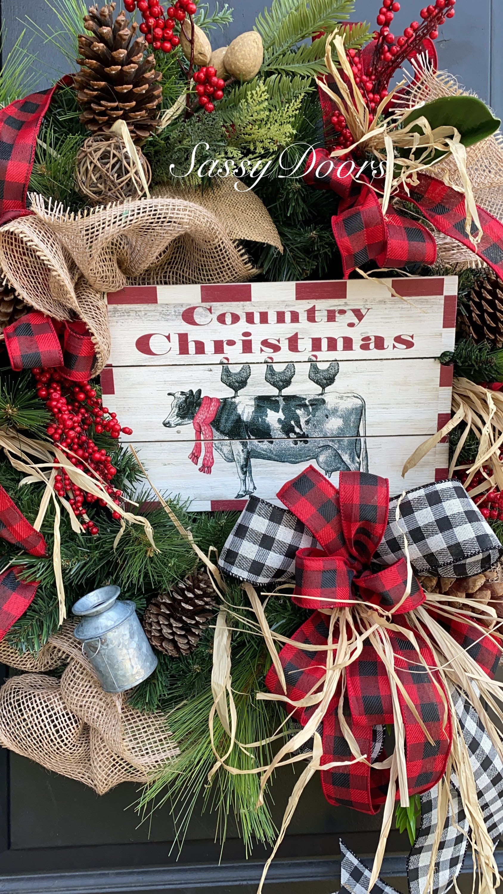 Christmas Wreath, Farmhouse Christmas Wreath, Country Christmas Wreath