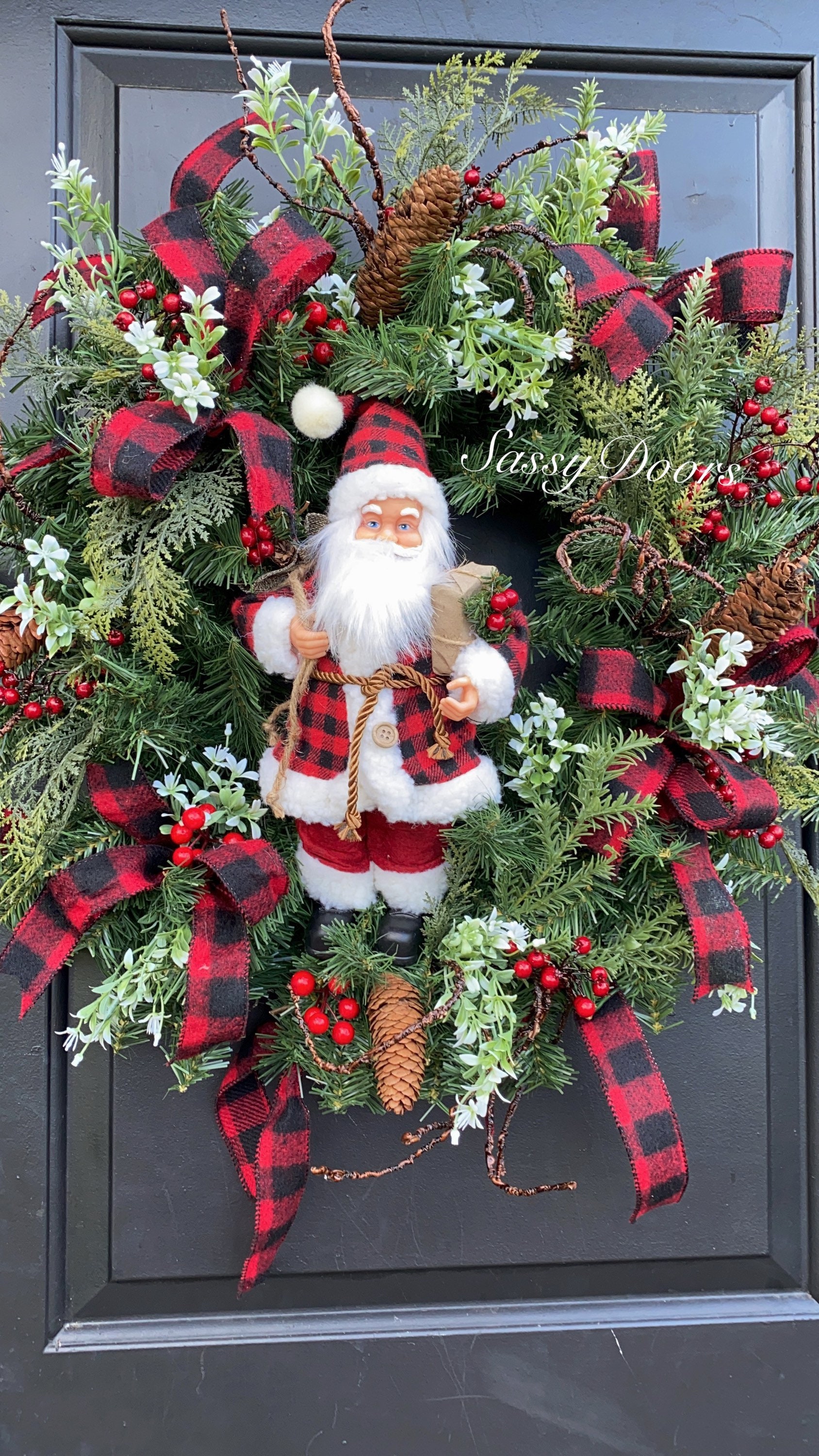 Santa Christmas Wreath, Santa Wreath, Buffalo Christmas Wreath ...