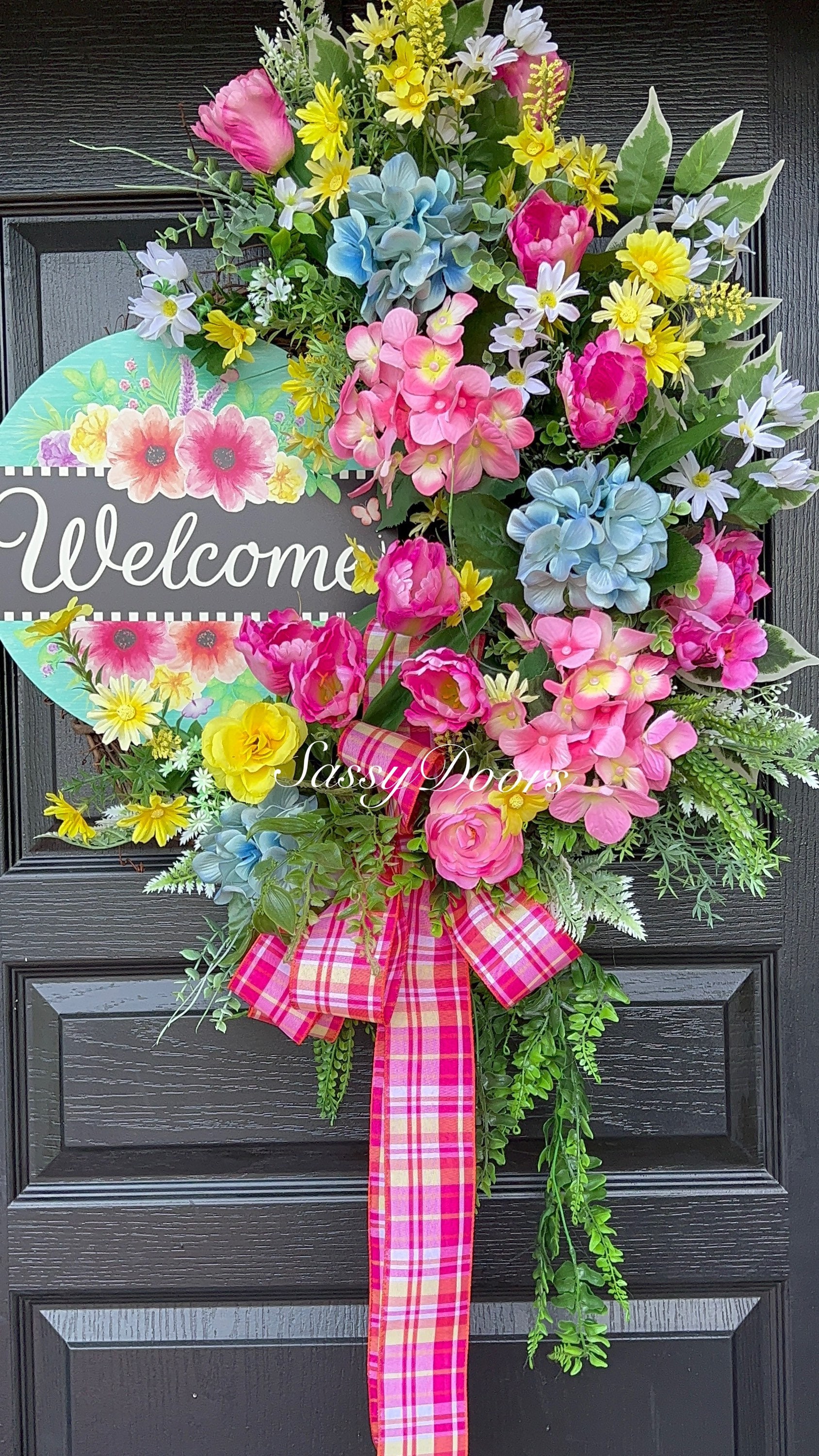 Spring Wreath, Spring Door Wreath, Wreath With Tulips, Hydrangea Wreath, Sassy Doors Wreath