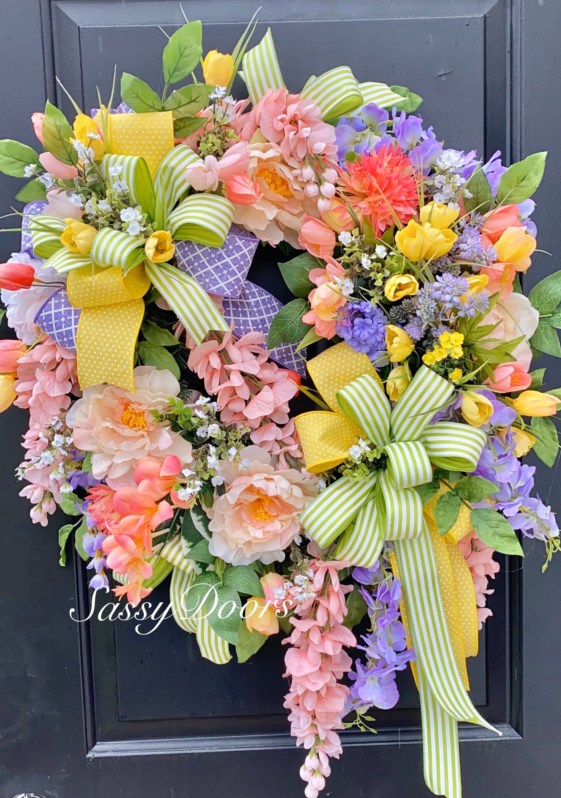 Spring Wreath, Mother’s Day Wreath, Sassy Doors Wreath,Spring Front ...