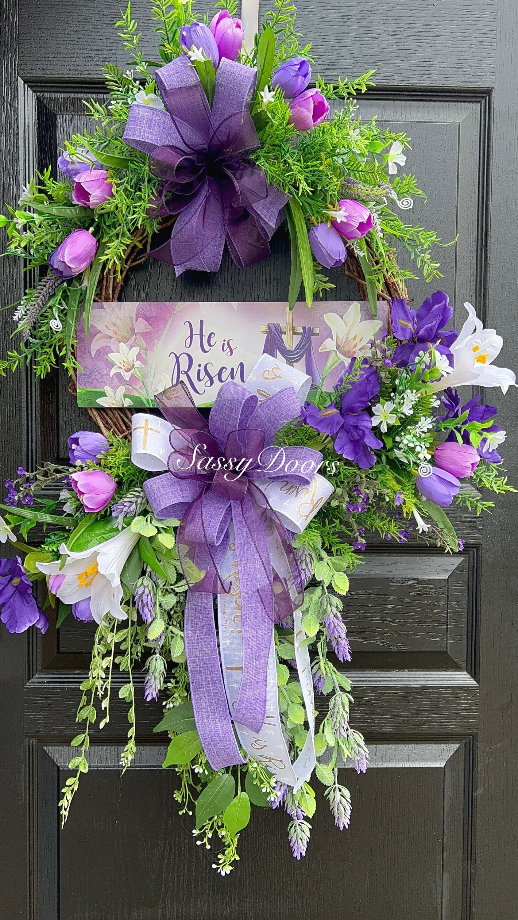 Easter Wreath, Spring Wreath, Religious Wreath, He Is Risen Wreath