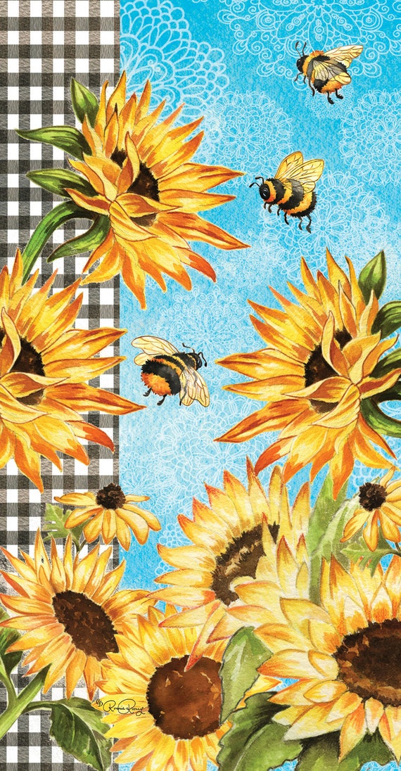 Sunflower Flag, Bumble Bee  Flag, Garden Flag, Garden Flag, Summer Flag, Double Sided Flag