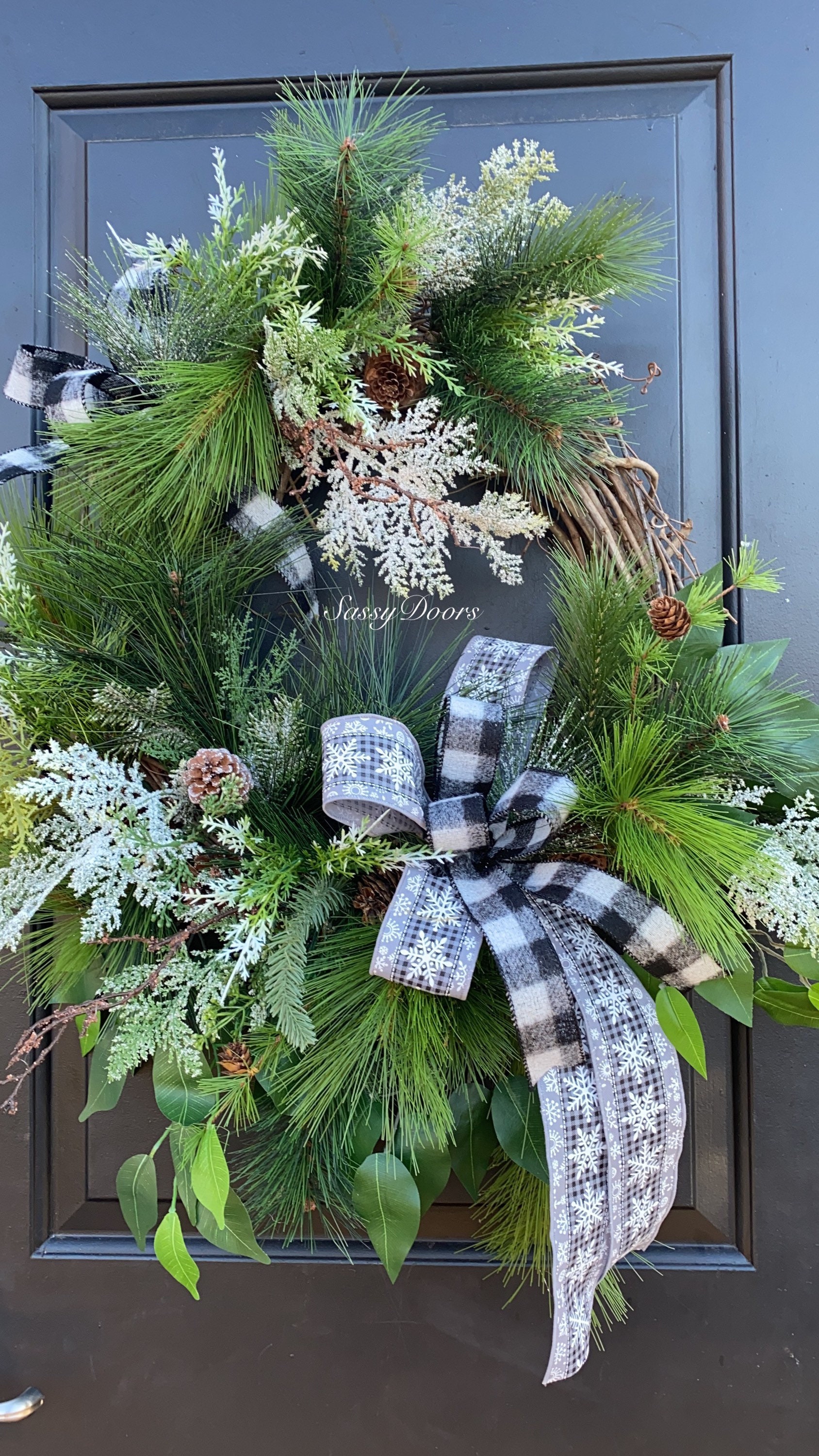 Winter Wreath, Winter Door Wreath, Winter Pine Wreath, Pinecone Wreath ...