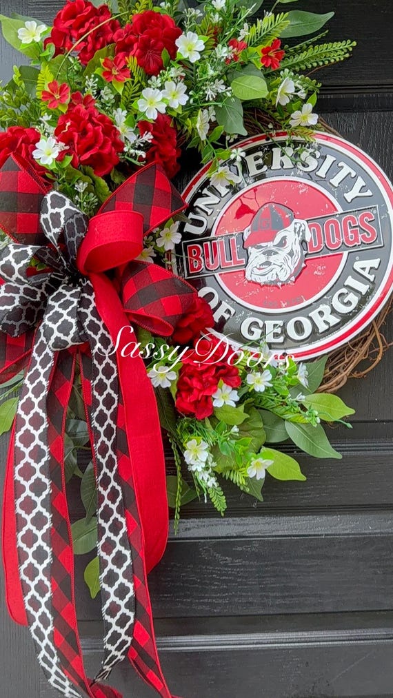 Georgia Bulldogs, University Wreath, Sports Wreath, Collegiate Wreath, UGA