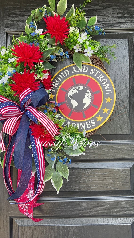 MilitaryWreath, Patriotic Front Door Wreath, Armed Forces Gift Idea,