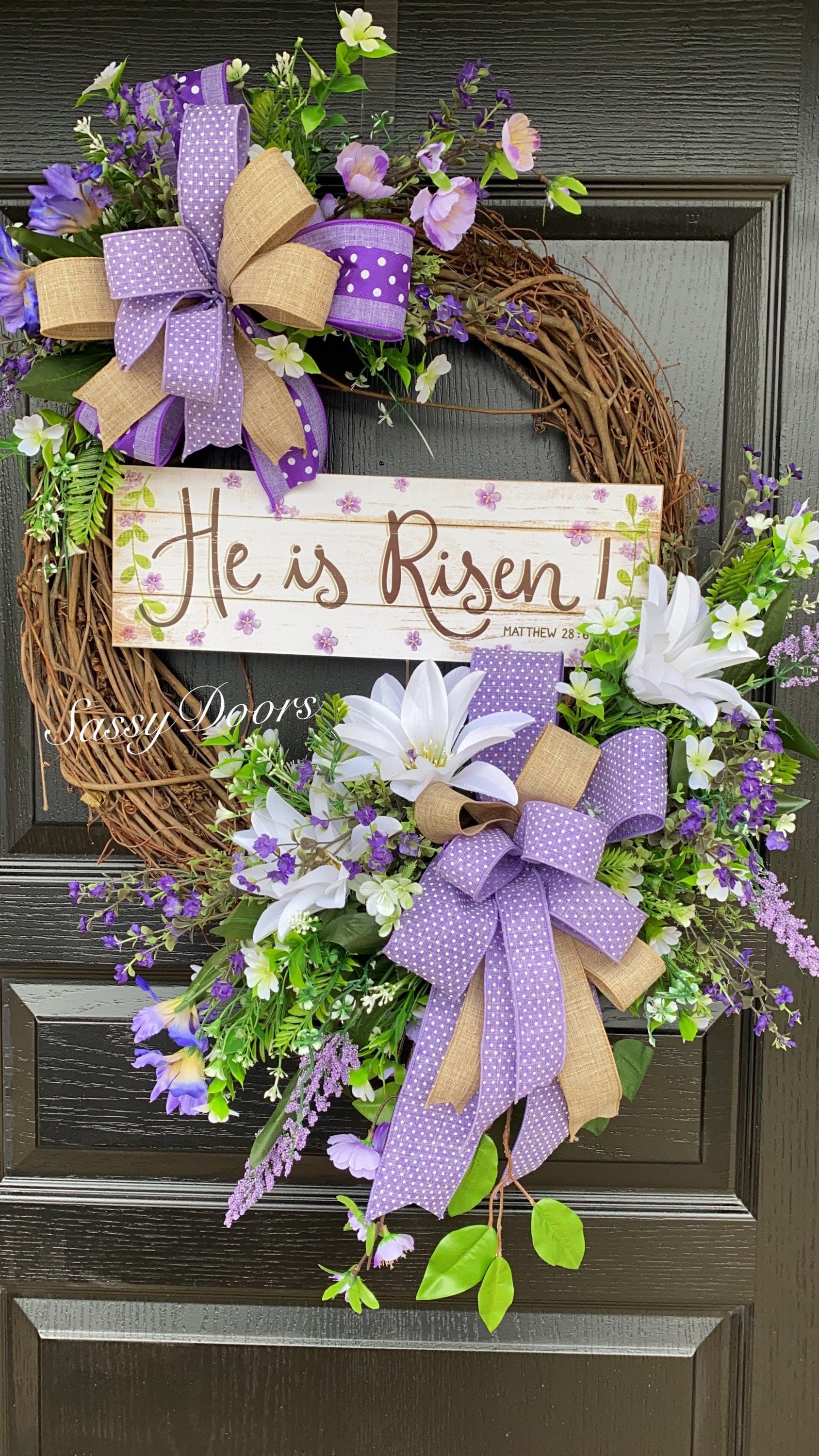Easter Wreath, Spring Wreath, Religious Wreath, He Is Risen Wreath