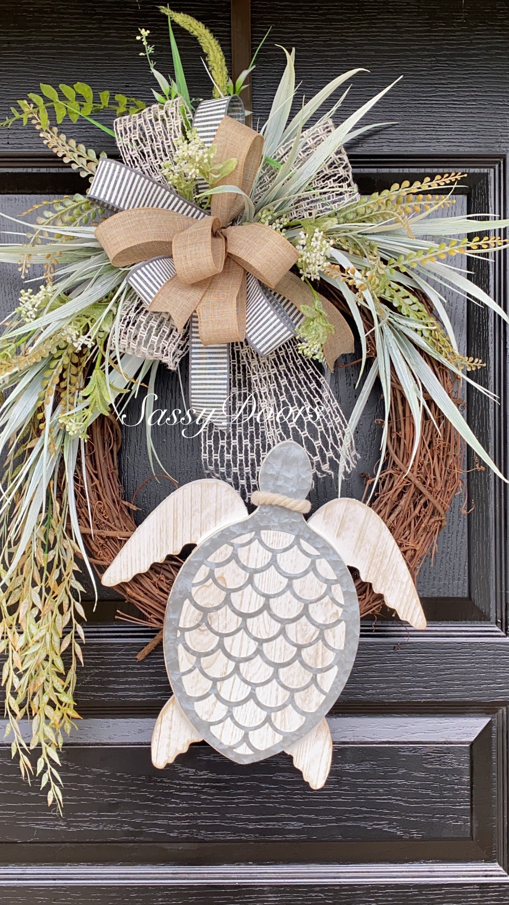 Coastal Wreath, Sea Turtle Wreath Grapevine Wreath, Wreath For Front