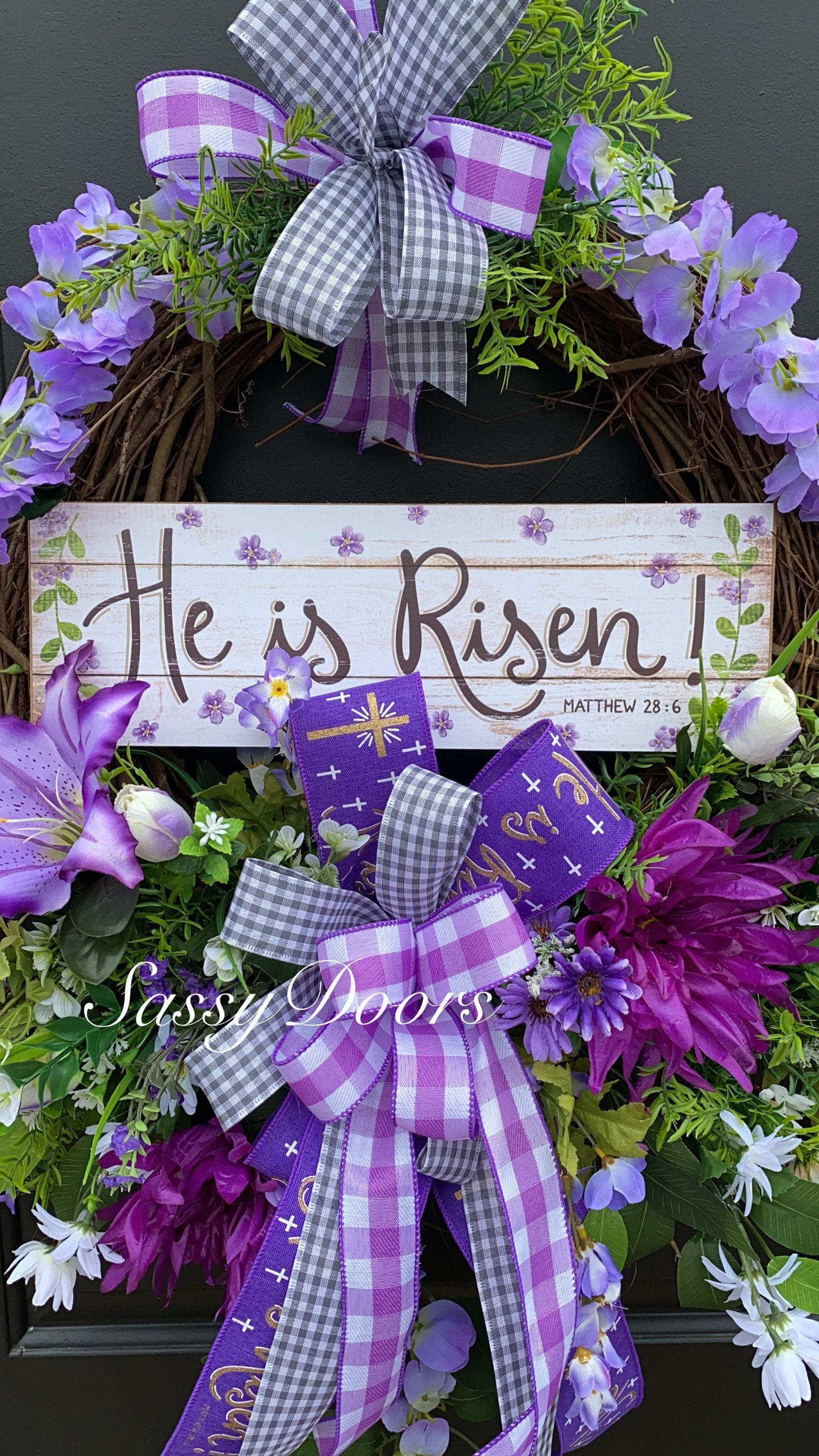 Easter Wreath, Spring Wreath, Religious Wreath, He Is Risen Wreath