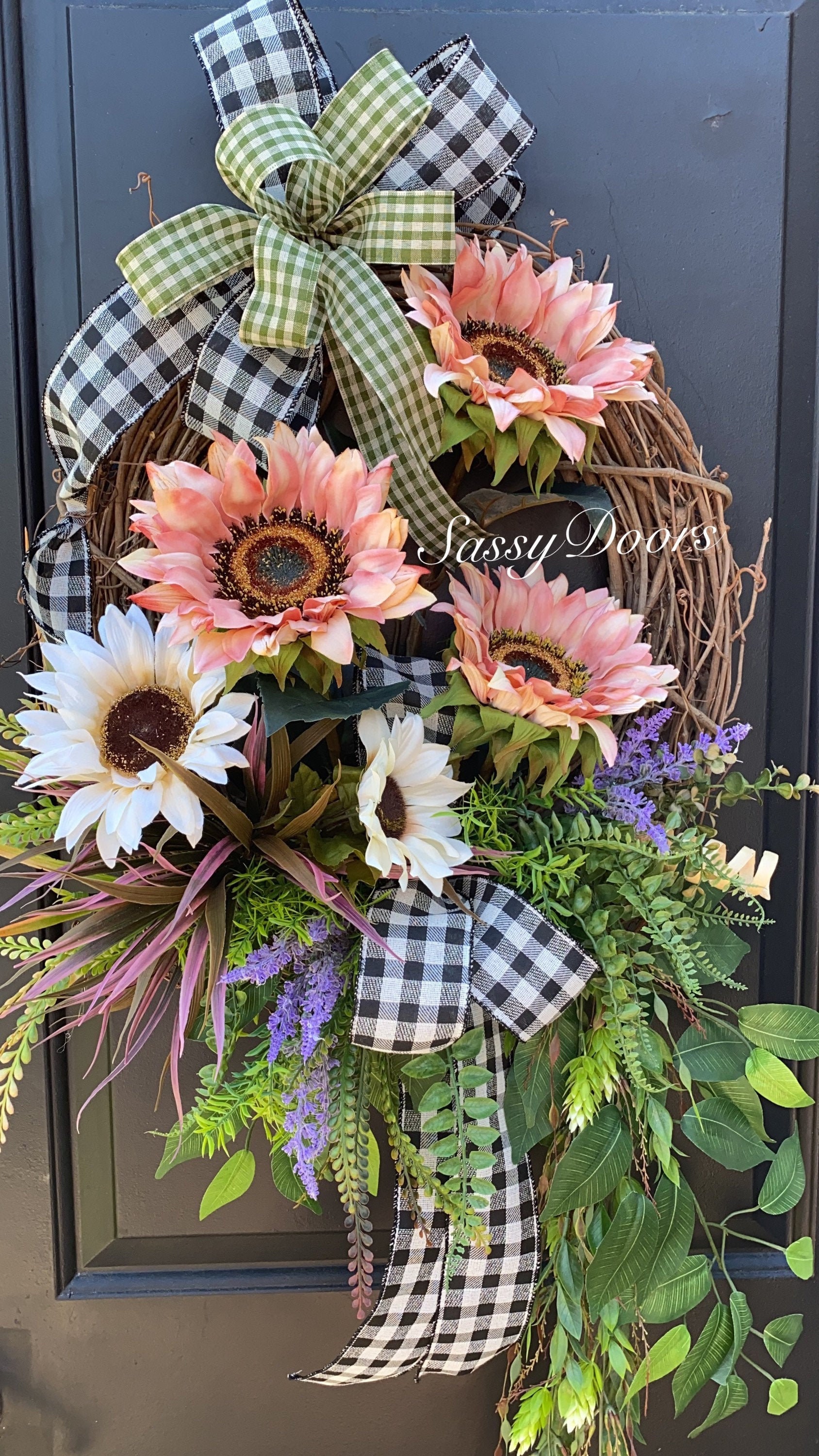 Coastal Wreath, Sunflower Coastal Wreath, Front Door Wreath- Sunflower ...