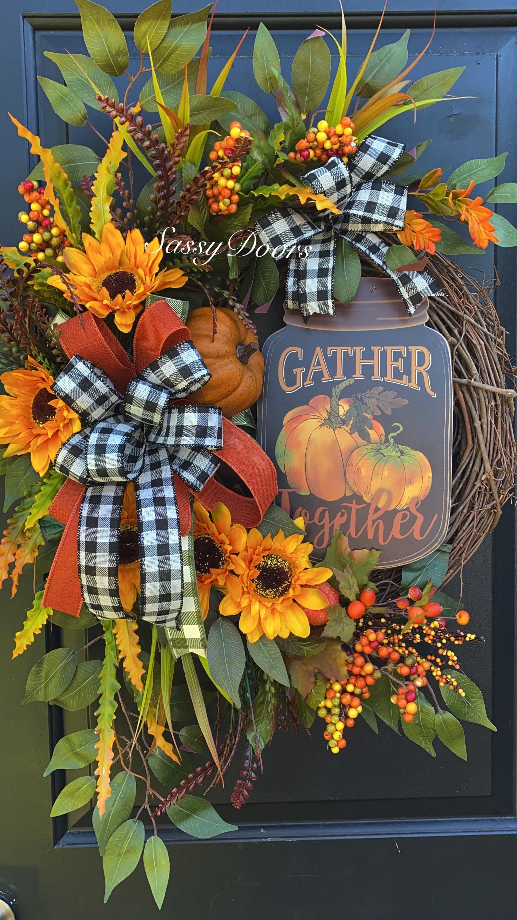 Fall Wreath, Sunflower Wreath, Pumpkin Wreath, Fall Front Door Wreath ...