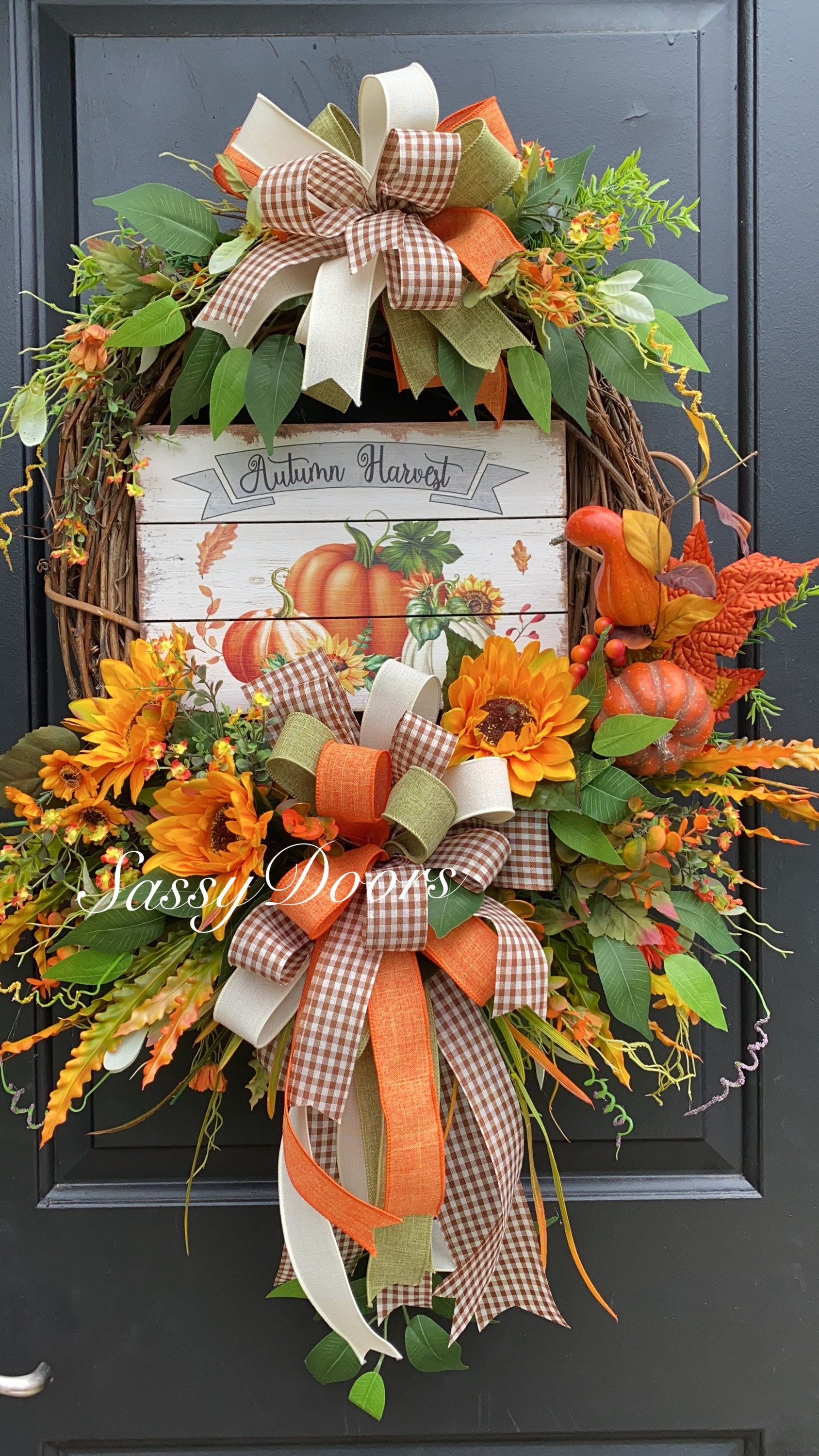 Fall Door Wreath, Sunflower Wreath, Fall Pumpkin Wreath, Fall Front