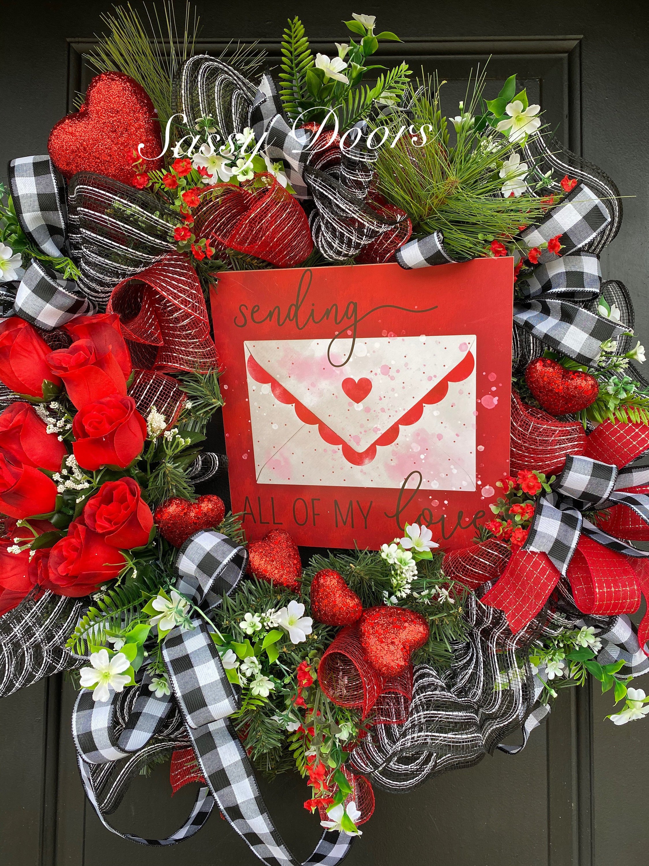 Valentines Wreath, Valentine Door Wreath, Red Heart Wreath, Wreath With