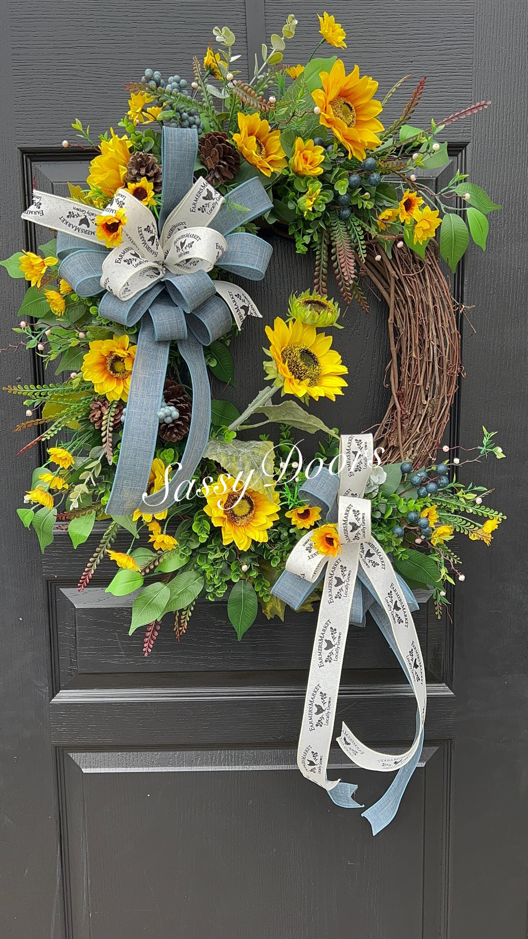 Sunflower Wreaths, Wreath With Sunflowers, Wreath For Front Door, Sassy ...