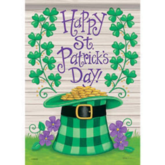 St. Patrick's Day House Flag, Large House Flag, Shamrock House Flag, Double Sided Flag