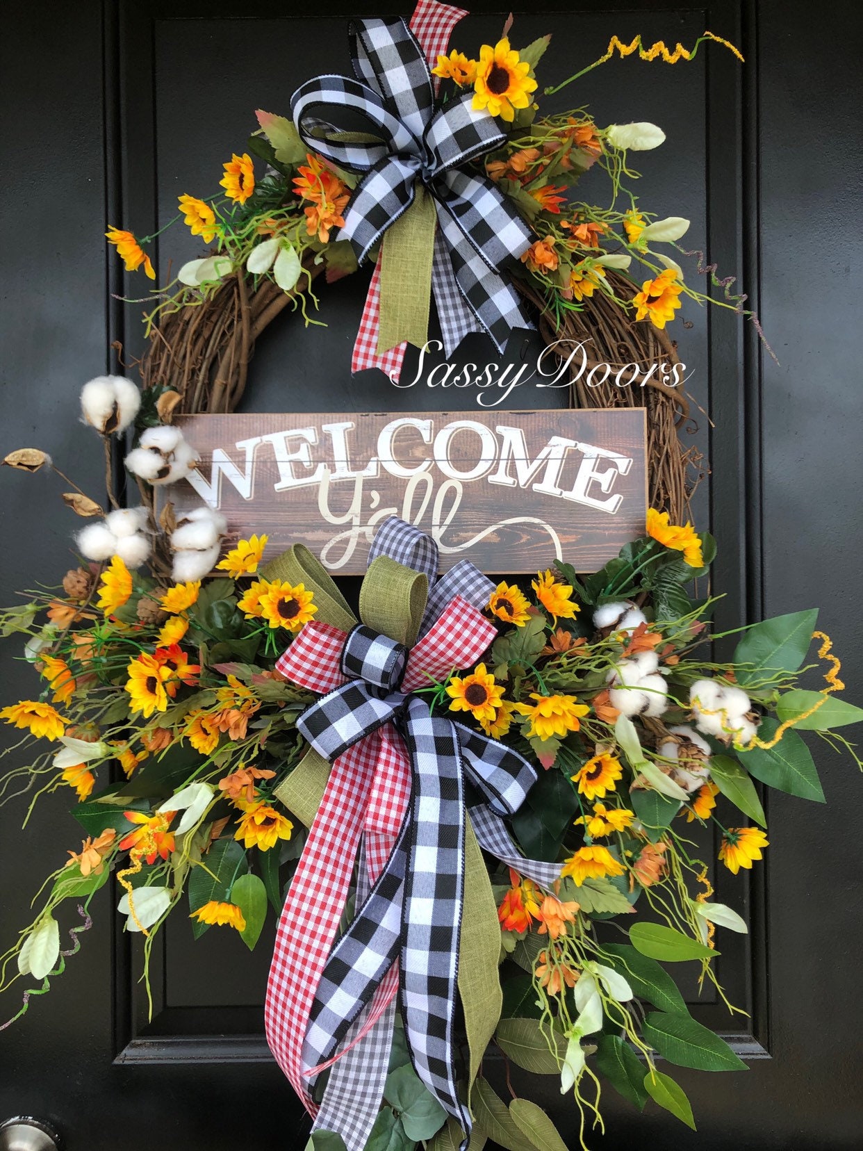 Sunflower Wreath, Sunflower Wreath, Summer Wreath, Front Door Wreath, SassyDoors Wreath,