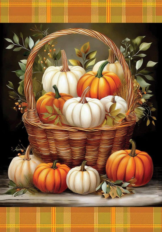 Fall Pumpkin Basket Flag, Autumn Garden Flag, Double Sided Flag, Pumpkin Basket  Flag
