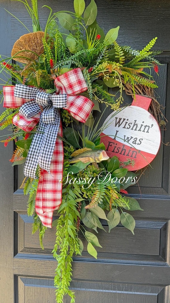 Fishing Wreath, Lake House Door Wreath, Lake House Wreath, Father’s Day Gift ,Lake Wreath ,