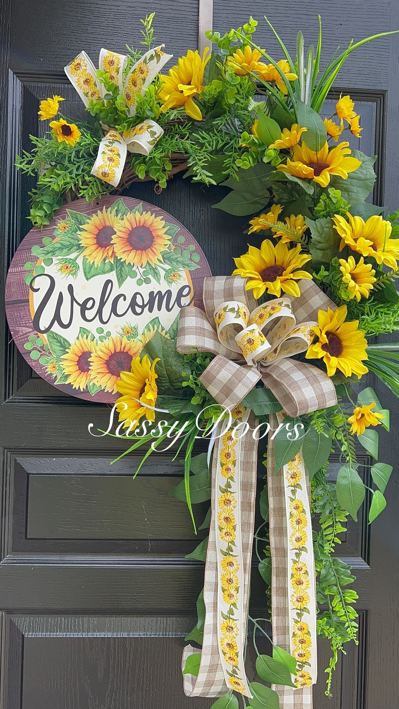 Sunflower Wreaths, Wreath With Sunflowers, Spring And Summer Front Door ...