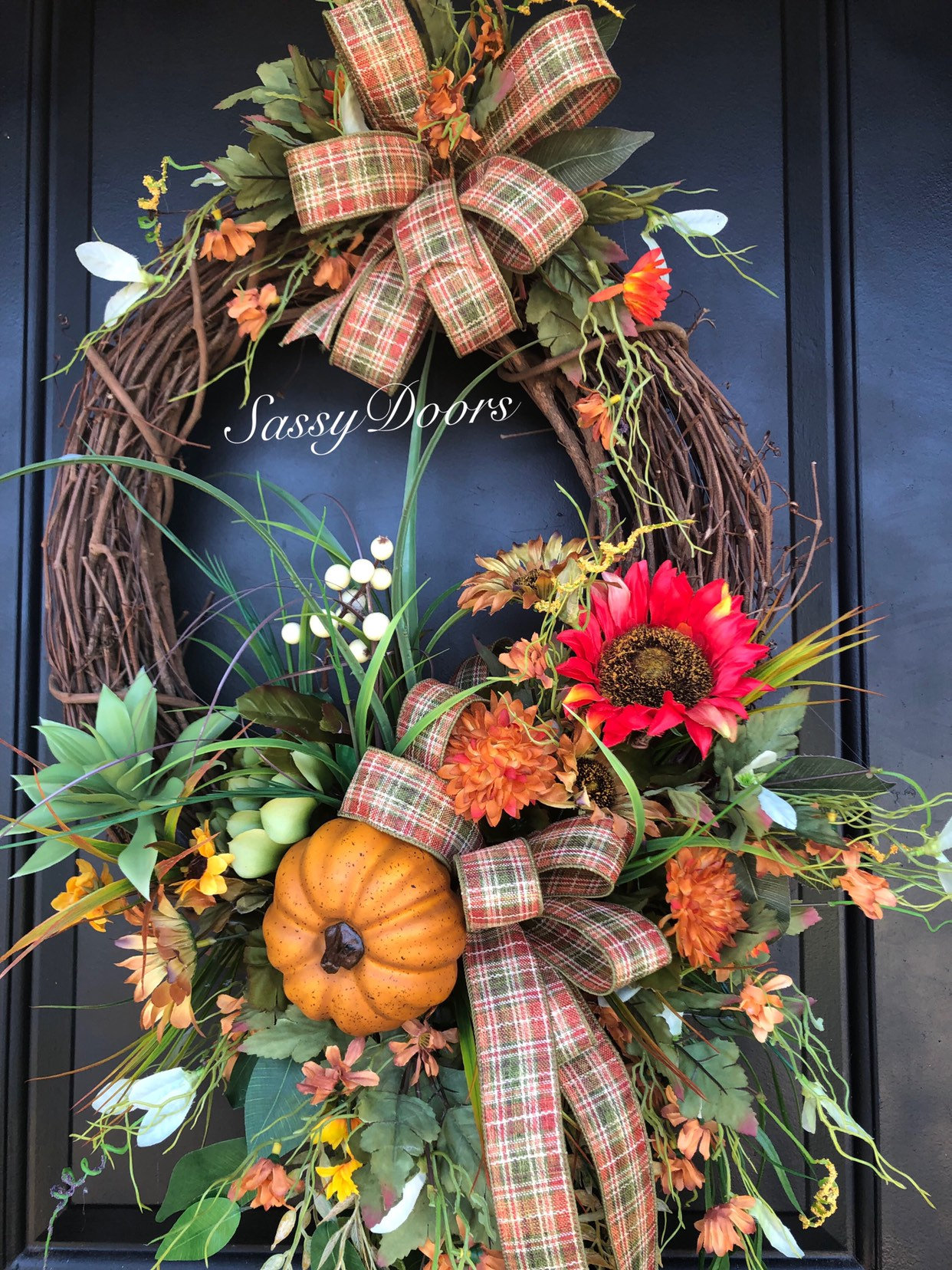 Fall Coastal Wreath Fall Wreath Succulent Wreath Front