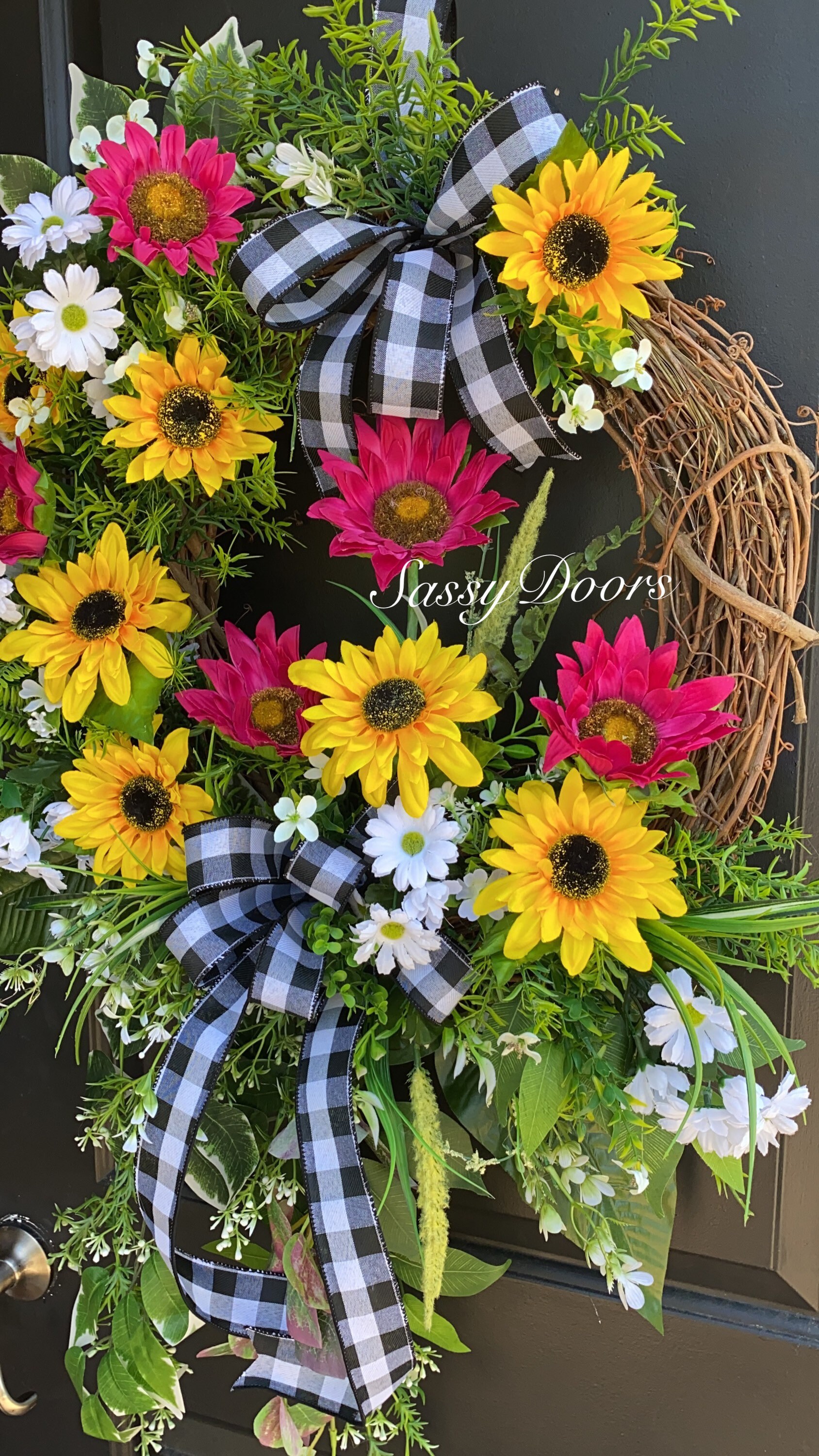 Spring And Summer Wreath Welcome Wreath Sunflowers Wreath Sassydoors