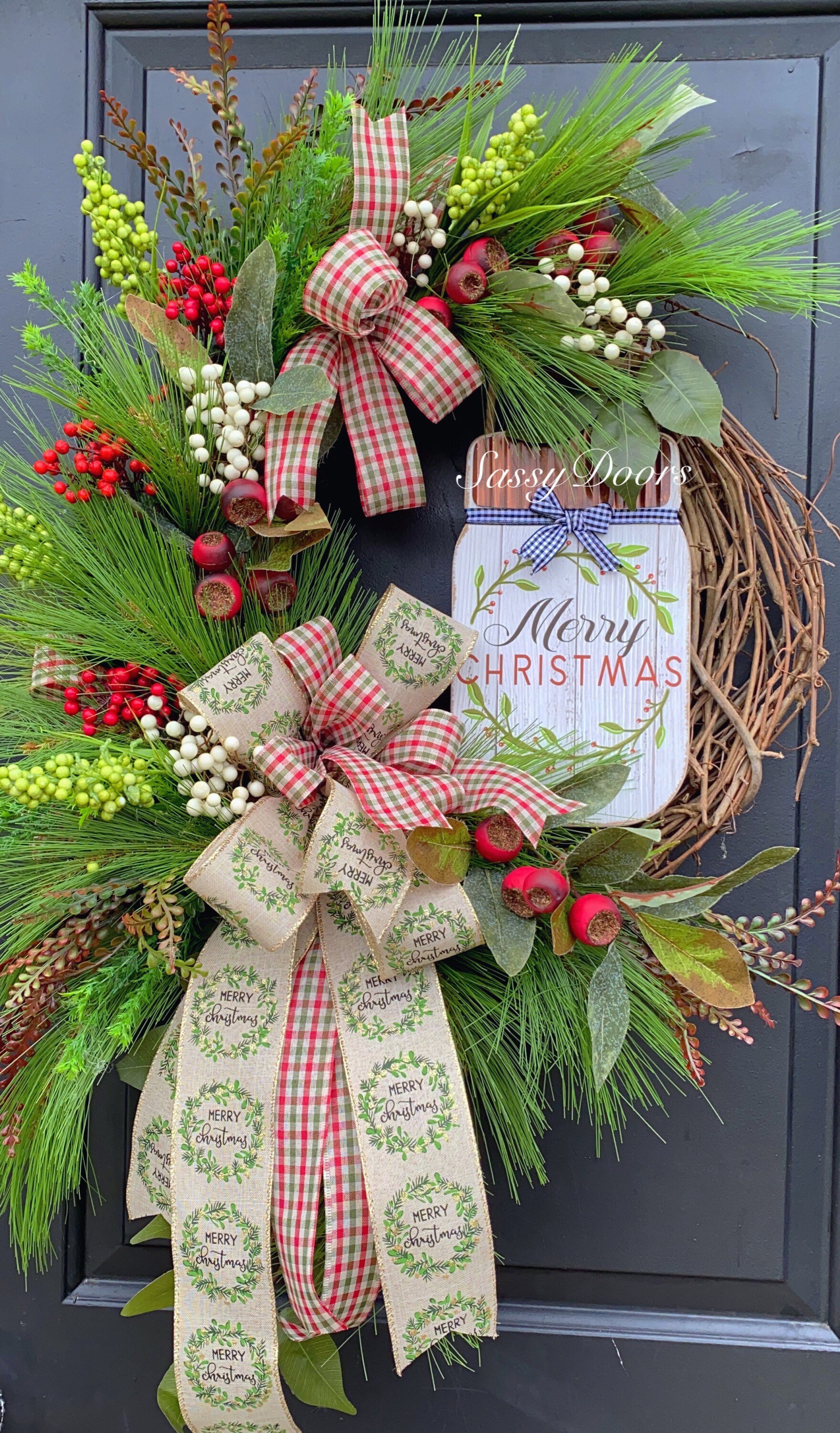 Woodland Christmas Wreath, Farmhouse Christmas Wreath,Christmas Wreath ...