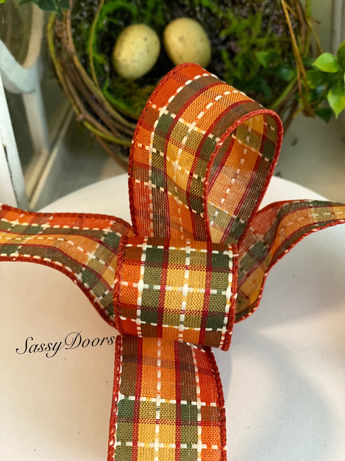 Fall Plaid Wired Ribbon Fall Ribbon 1.5 Inch Fall Ribbon Etsy