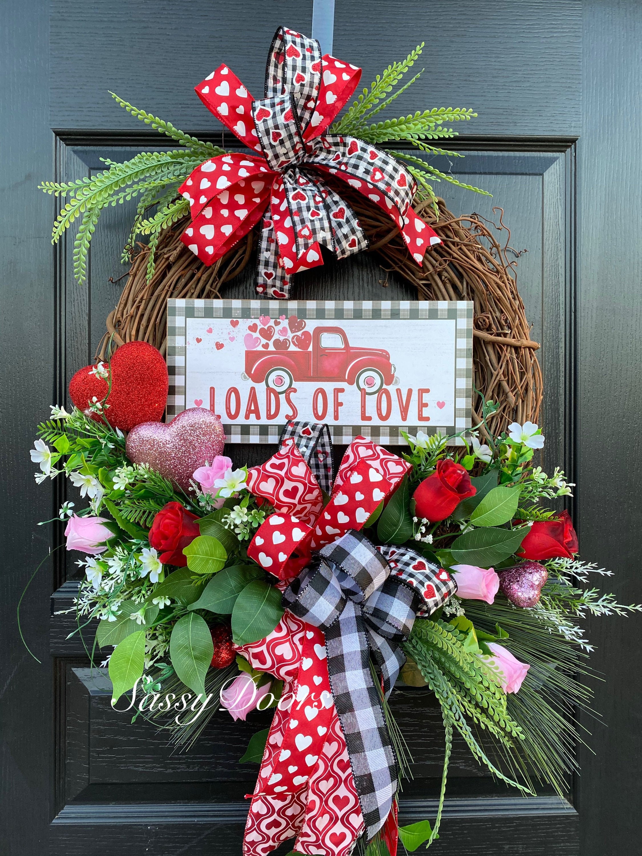 Valentine Wreath, RedTruck Valentine’s Wreath, RedHeart Valentine