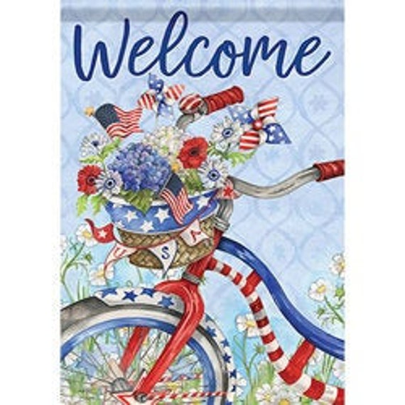 Patriotic Flag, Summer Flag, Double Sided Flag, Garden Flag, July 4th Flag,Garden Flag,Bicycle  Flag, Summer Garden Flag