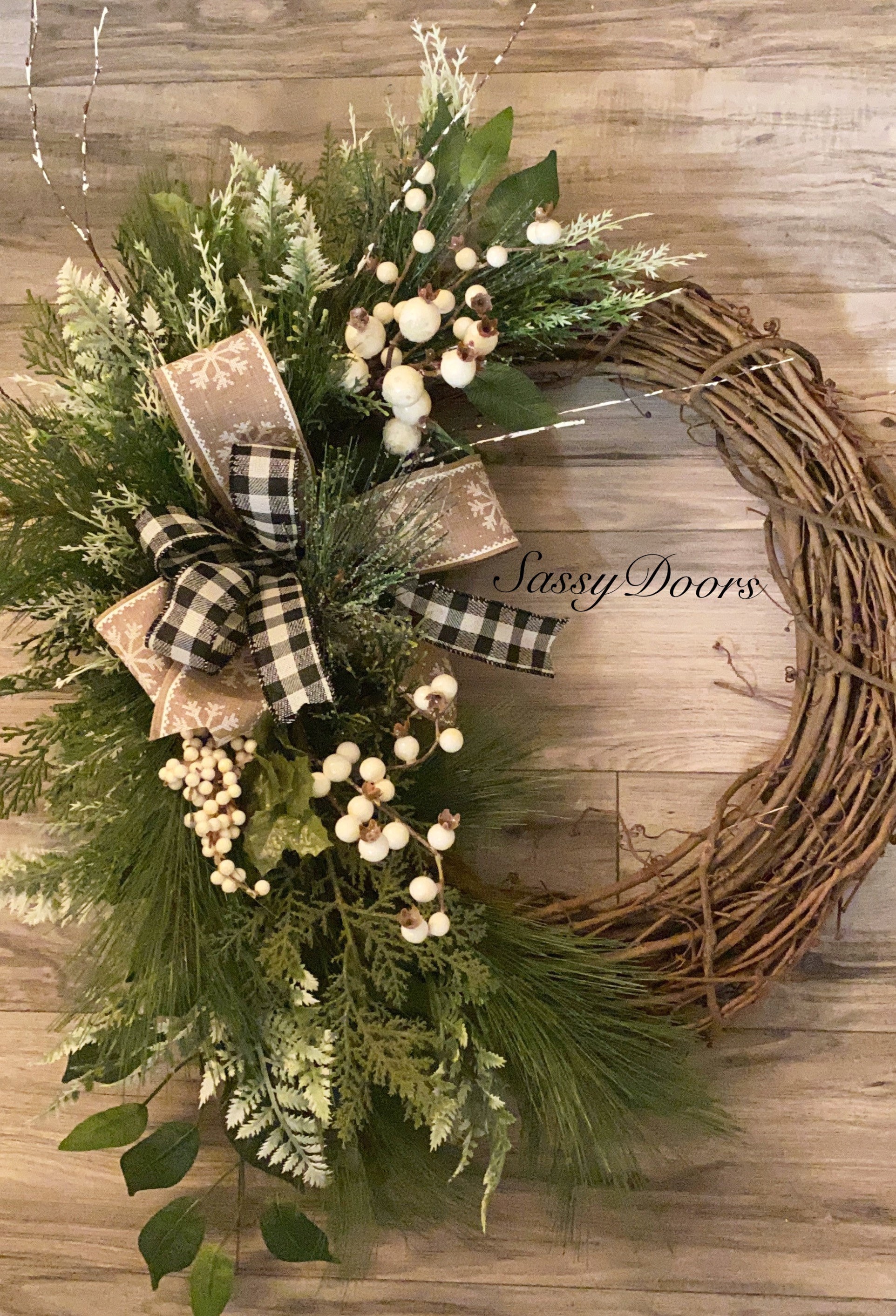 Woodland Winter Wreath, Front Door Winter Wreath, Winter Wreath