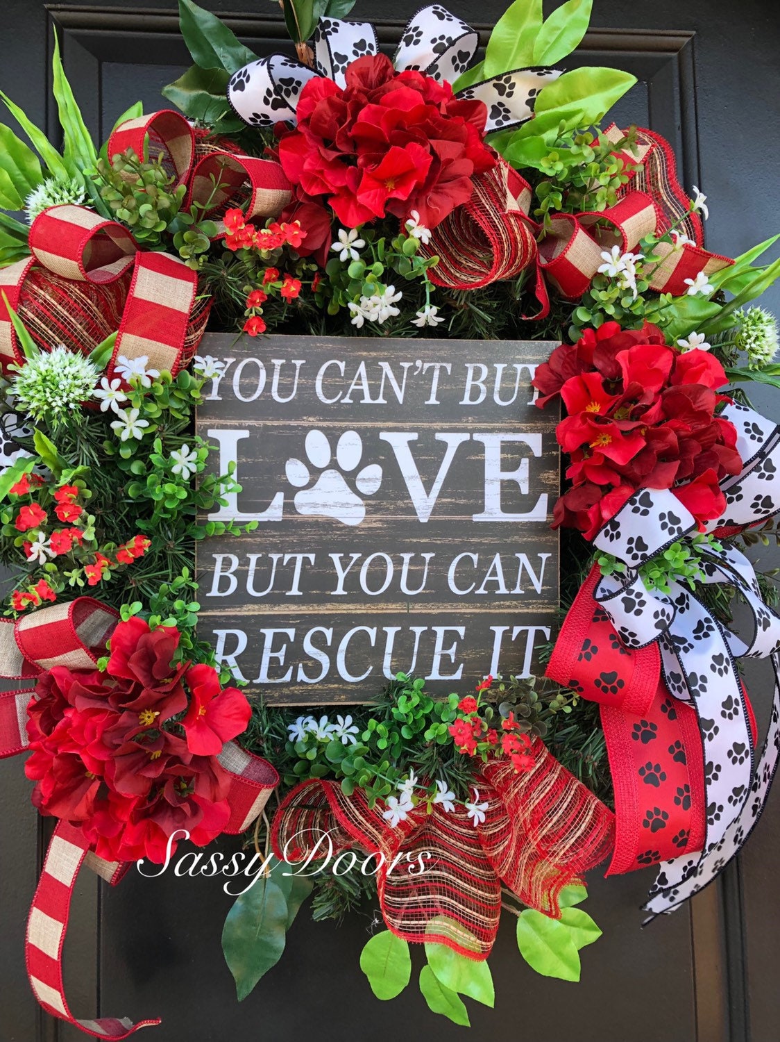 Dog Paws Wreath, Animal Lovers Wreath For Front Door, Everyday Door