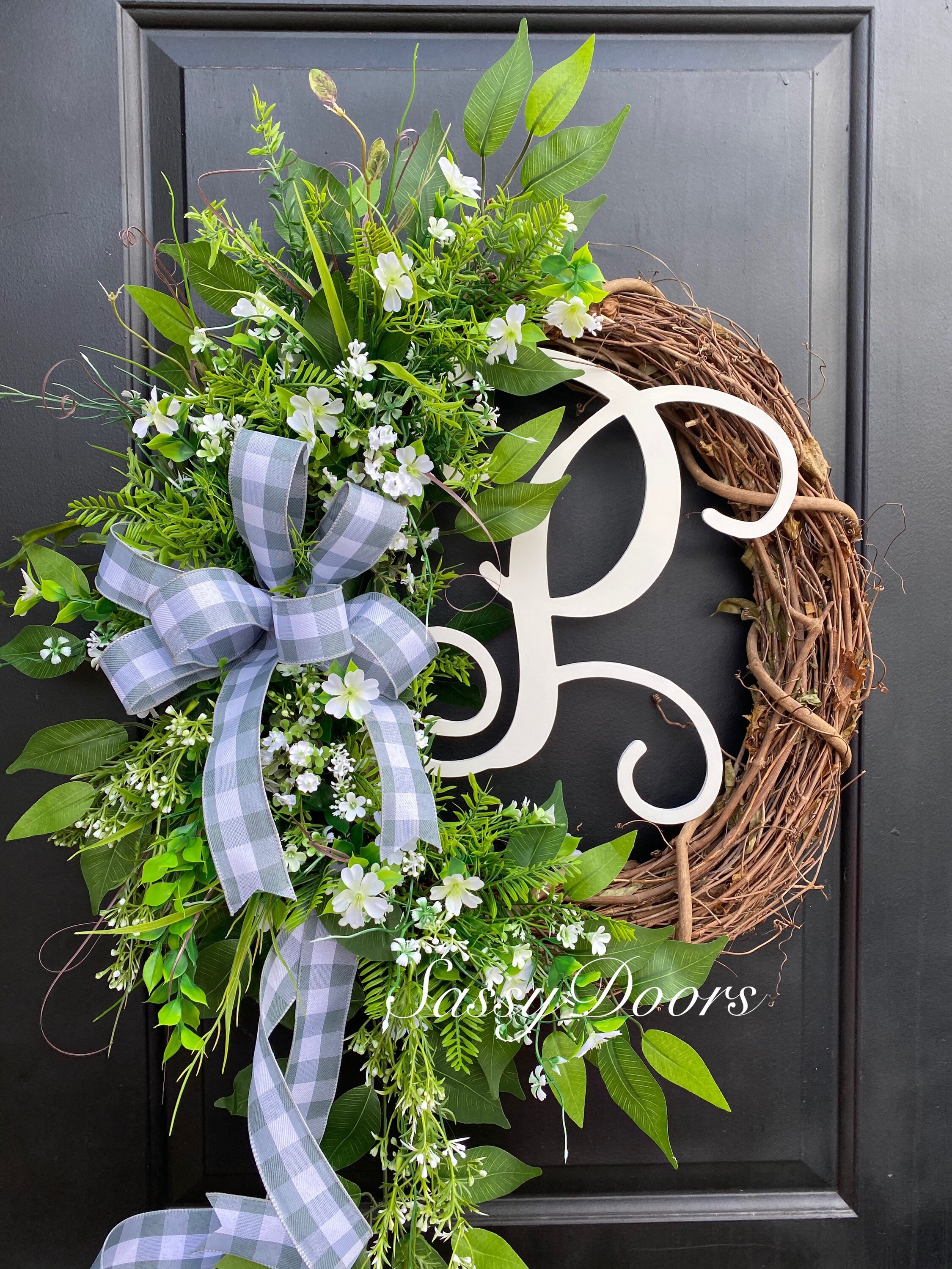 Monogram Wreath, Front Door Wreath, Monogram Wreath, Grapevine wreath