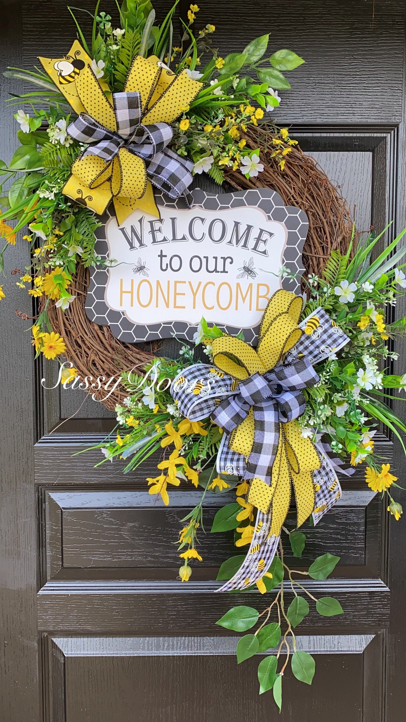 Bumblebee Wreath, Honeycomb Welcome Wreath, Wreath For Front Door ...