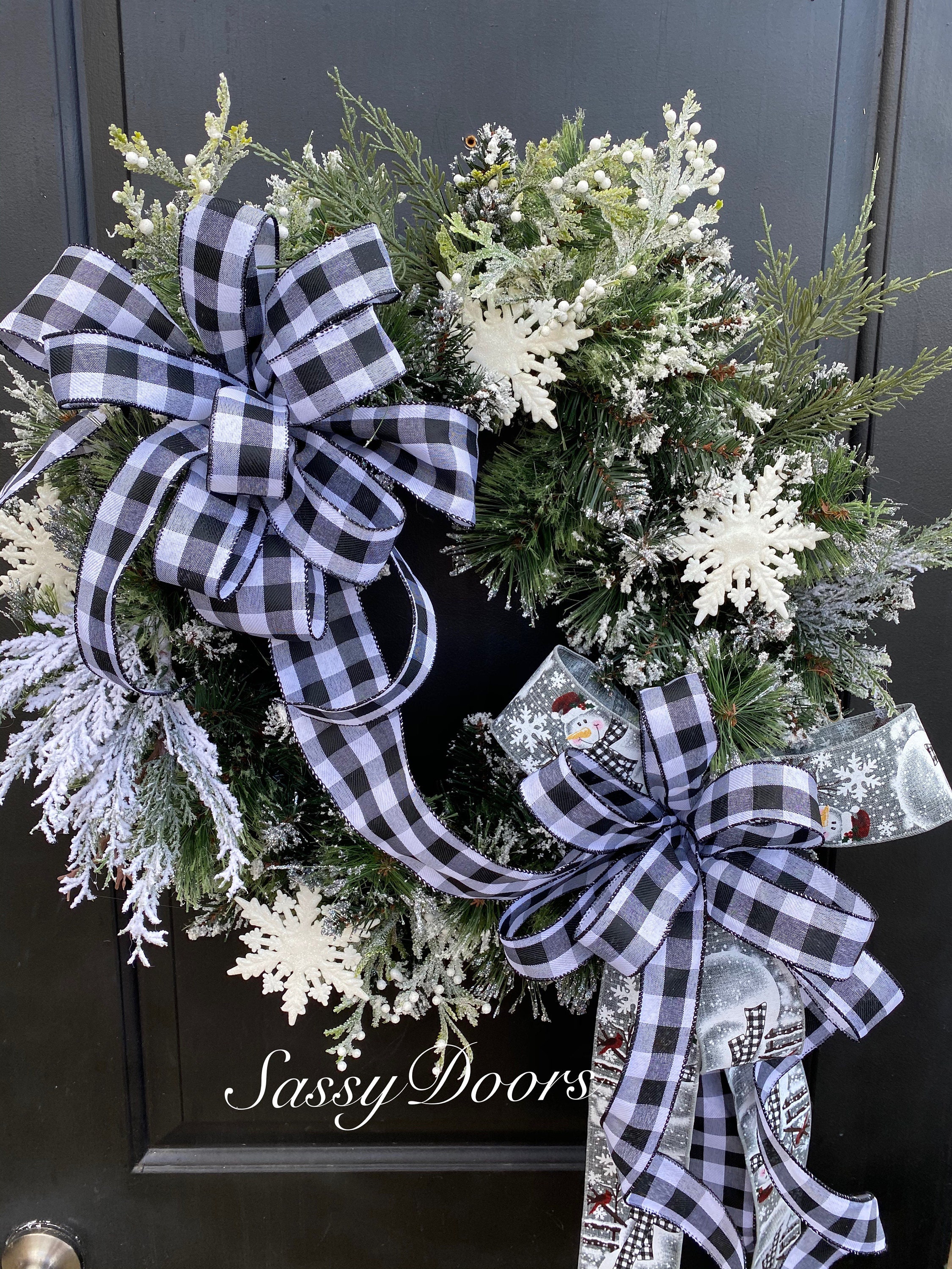 Winter Wreath, Winter Front Door Wreath, Buffalo Plaid Wreaths, Sassy ...