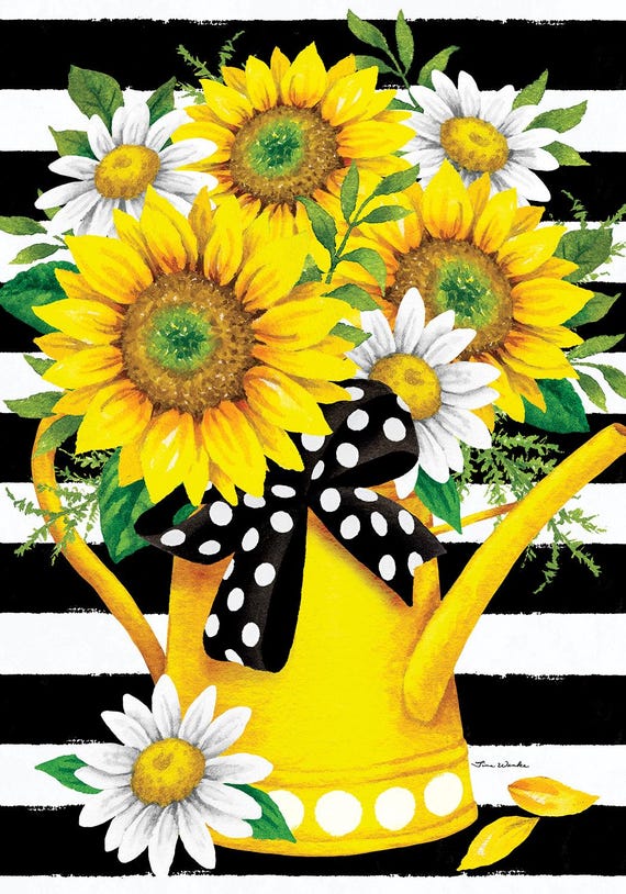 Sunflower Flag, Garden Flag, Double Sided Flag, Watering Can Flag, Garden Flag, Flag With Sunflowers, Sassy Doors
